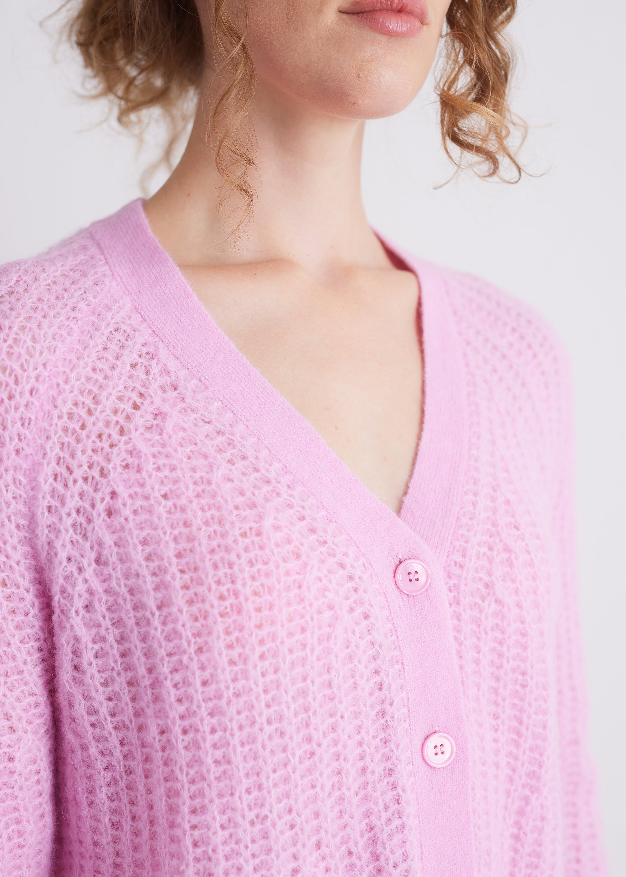 Strukturstrick-Cardigan aus Alpakamix