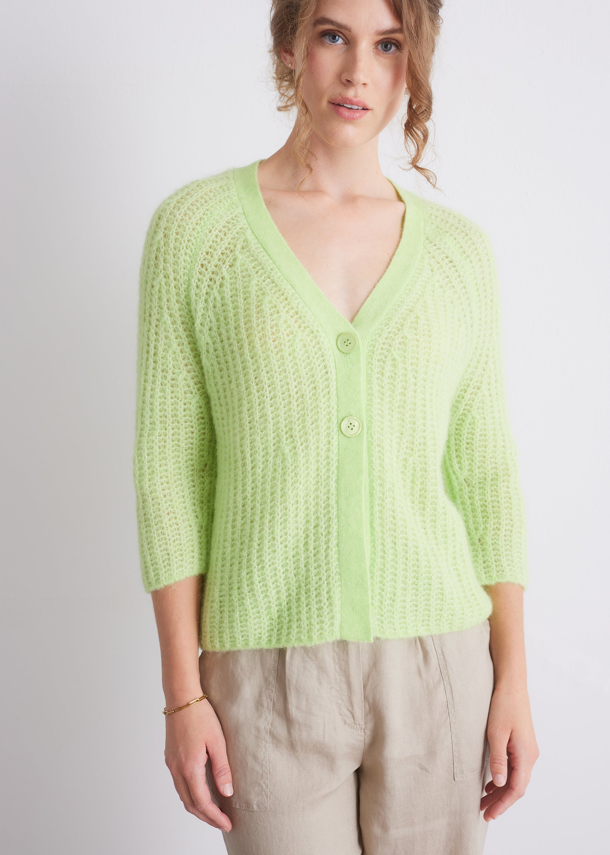 Strukturstrick-Cardigan aus Alpakamix