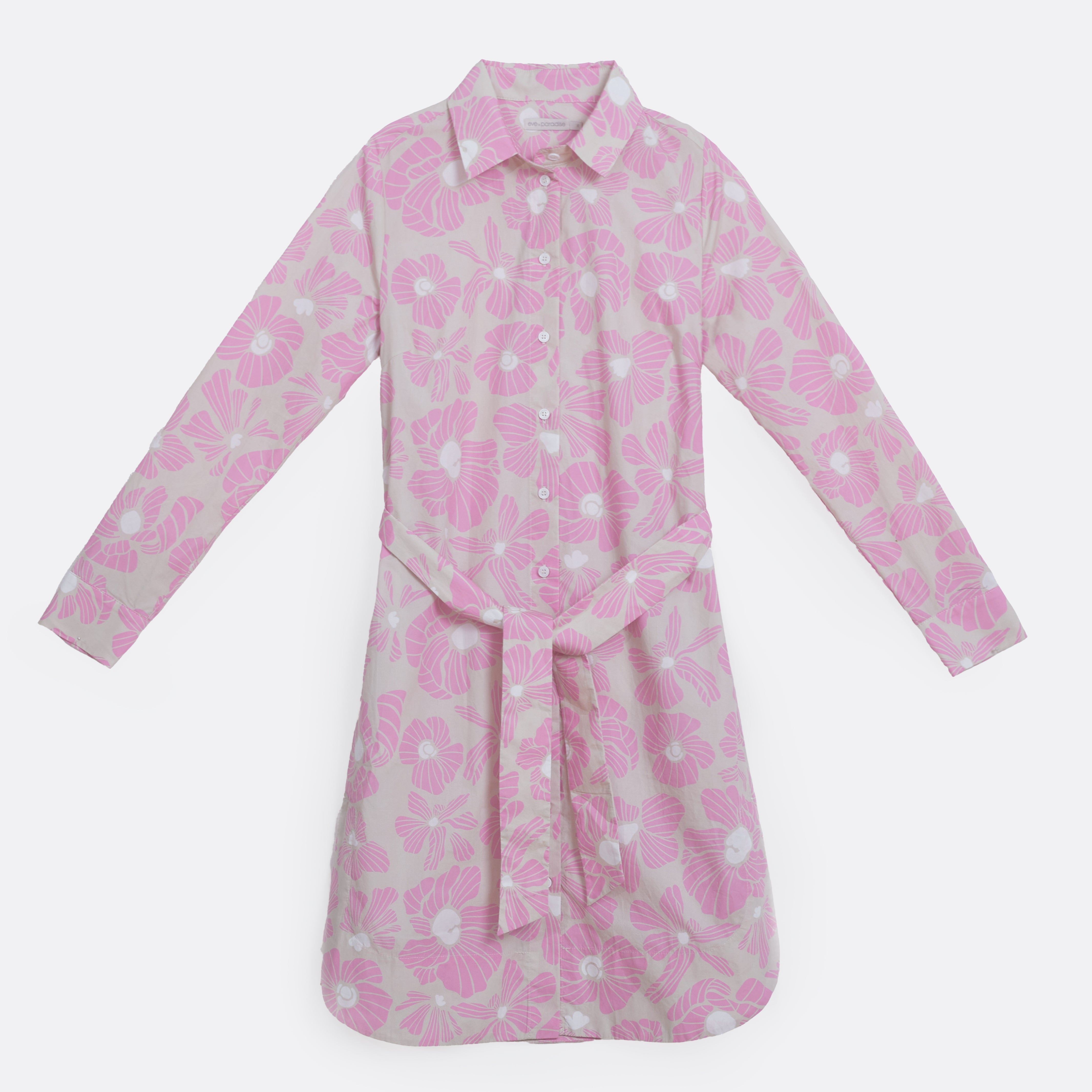 Hemdblusenkleid mit Taillenband und Print