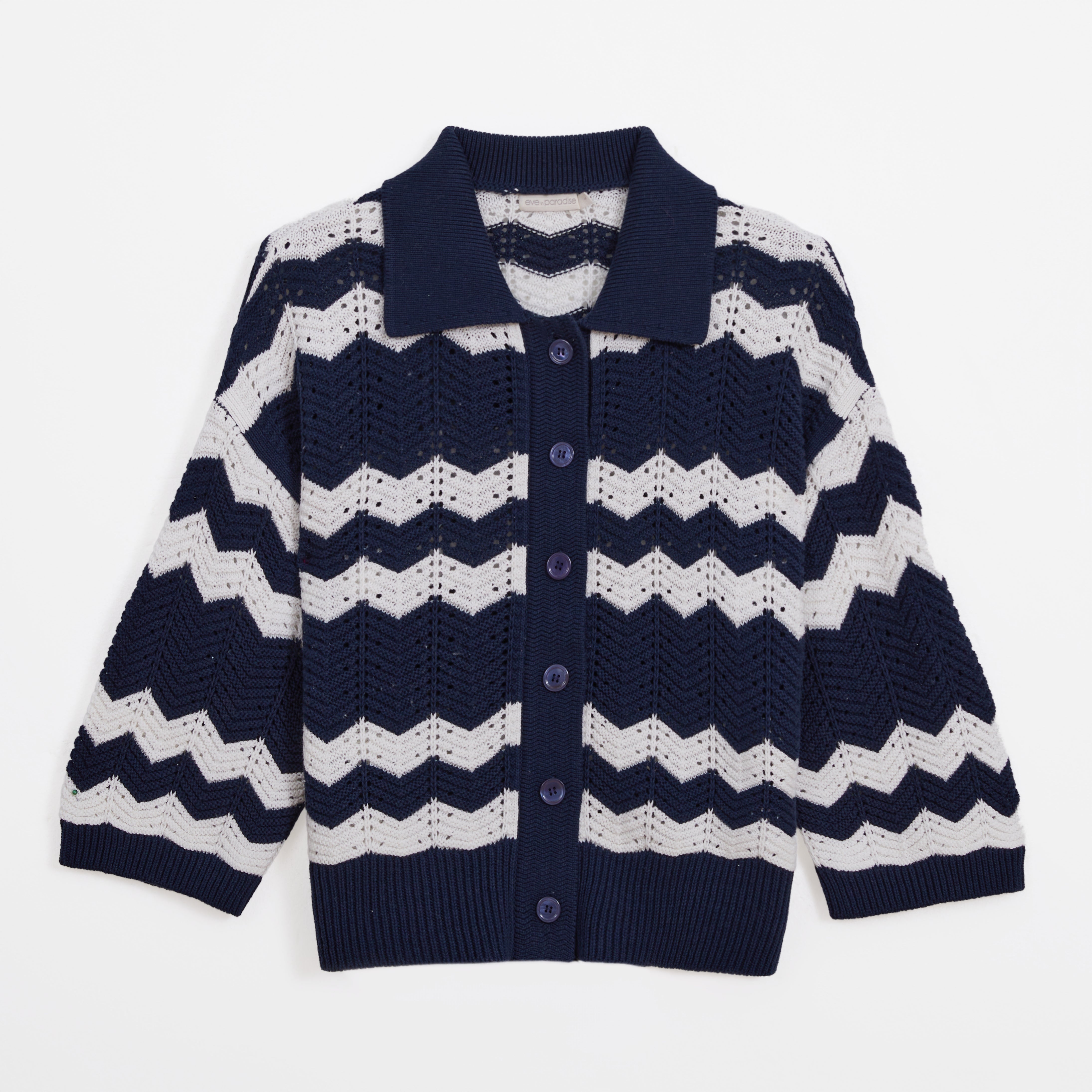 Strickcardigan mit Kragen und Zickzackmuster