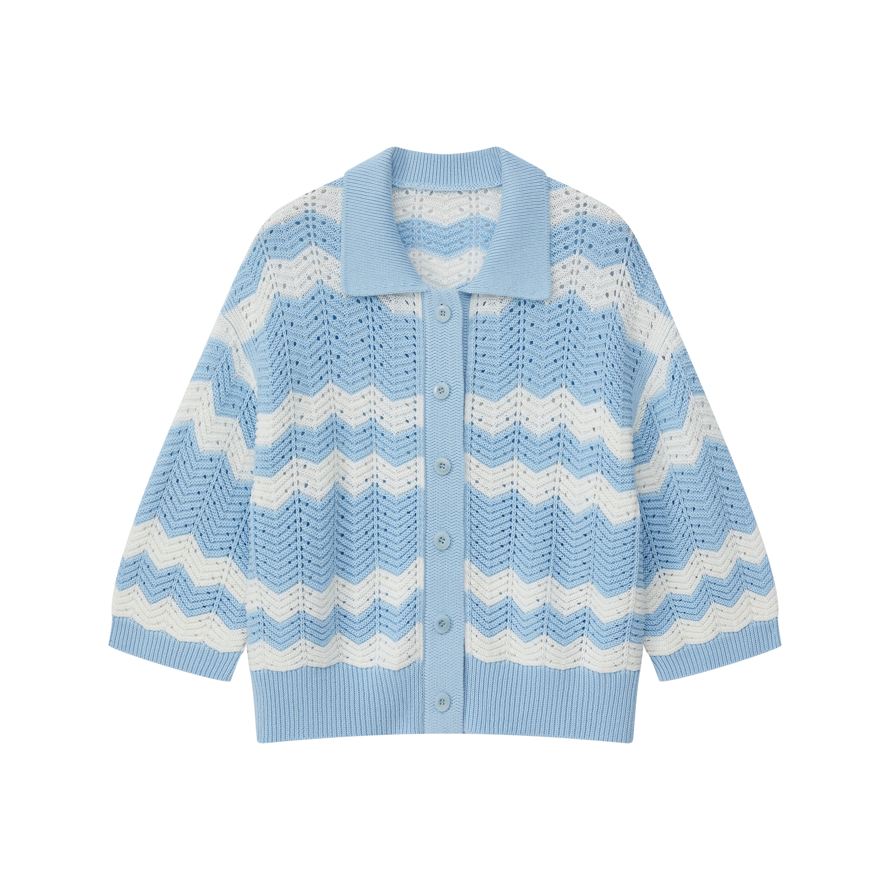 Strickcardigan mit Kragen und Zickzackmuster