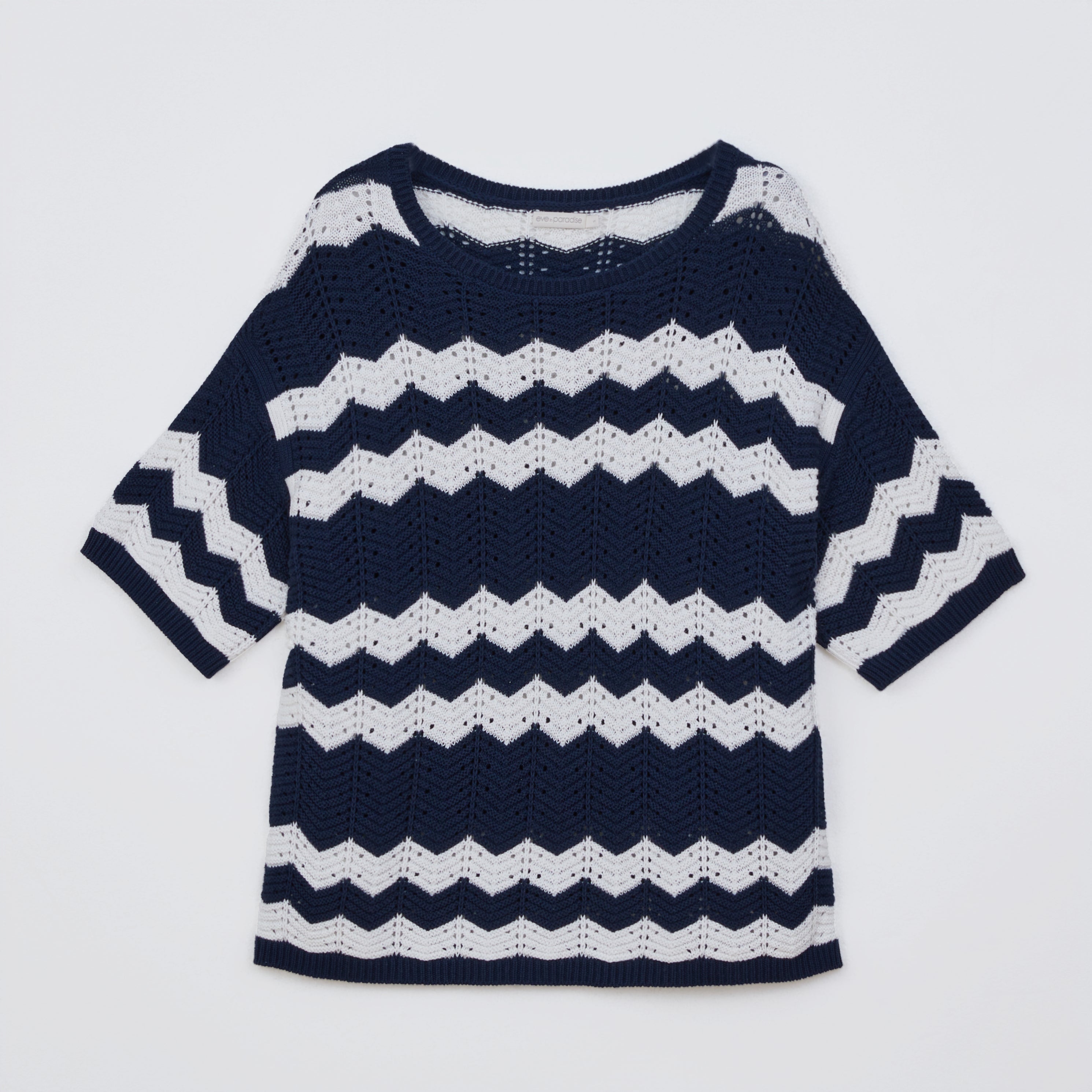 Strickpullover mit Zickzackstruktur und Rundhalsausschnitt