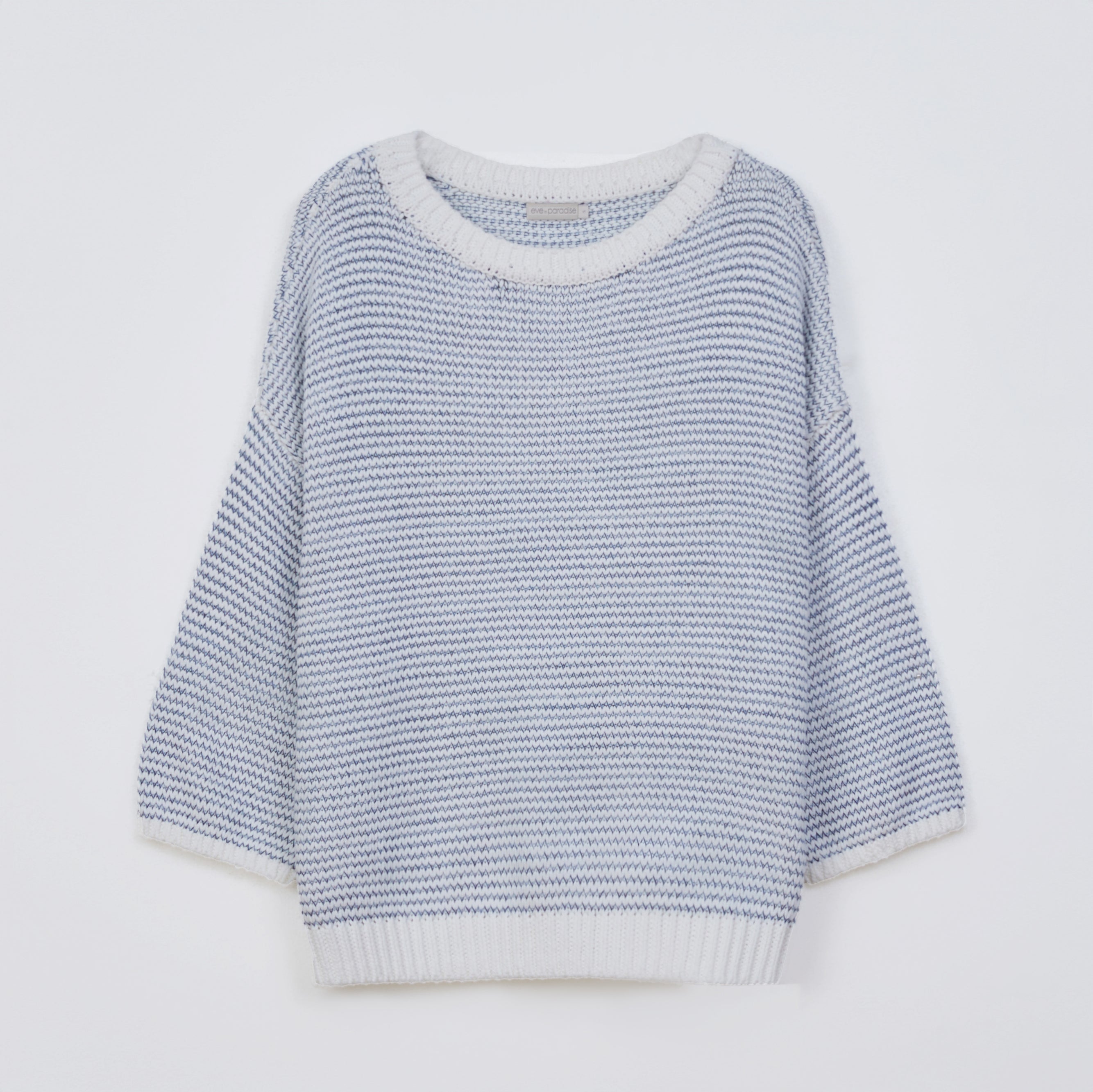 Gestreifter Strickpullover mit Rundhalsausschnitt