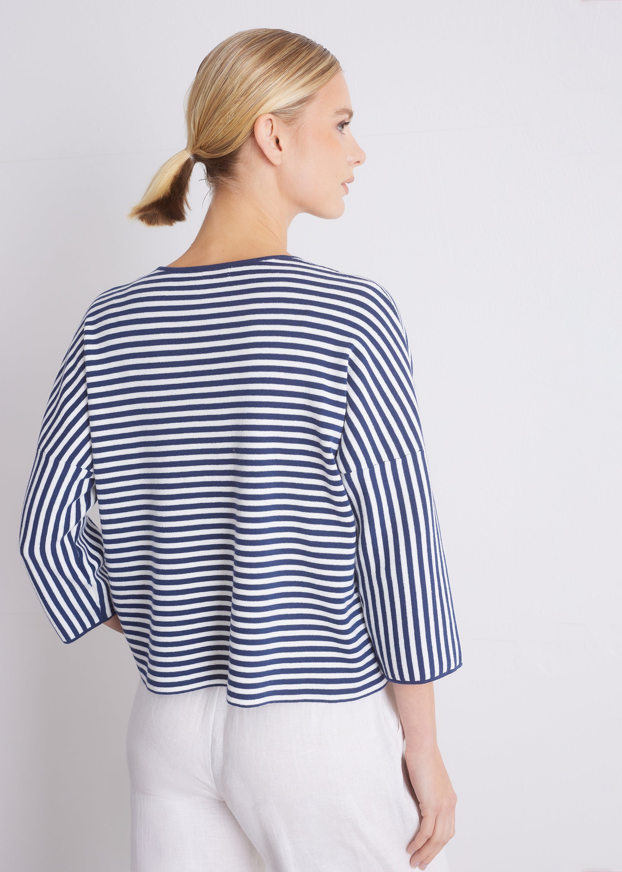 Gestreifter Strickcardigan aus GOTS-Baumwolle