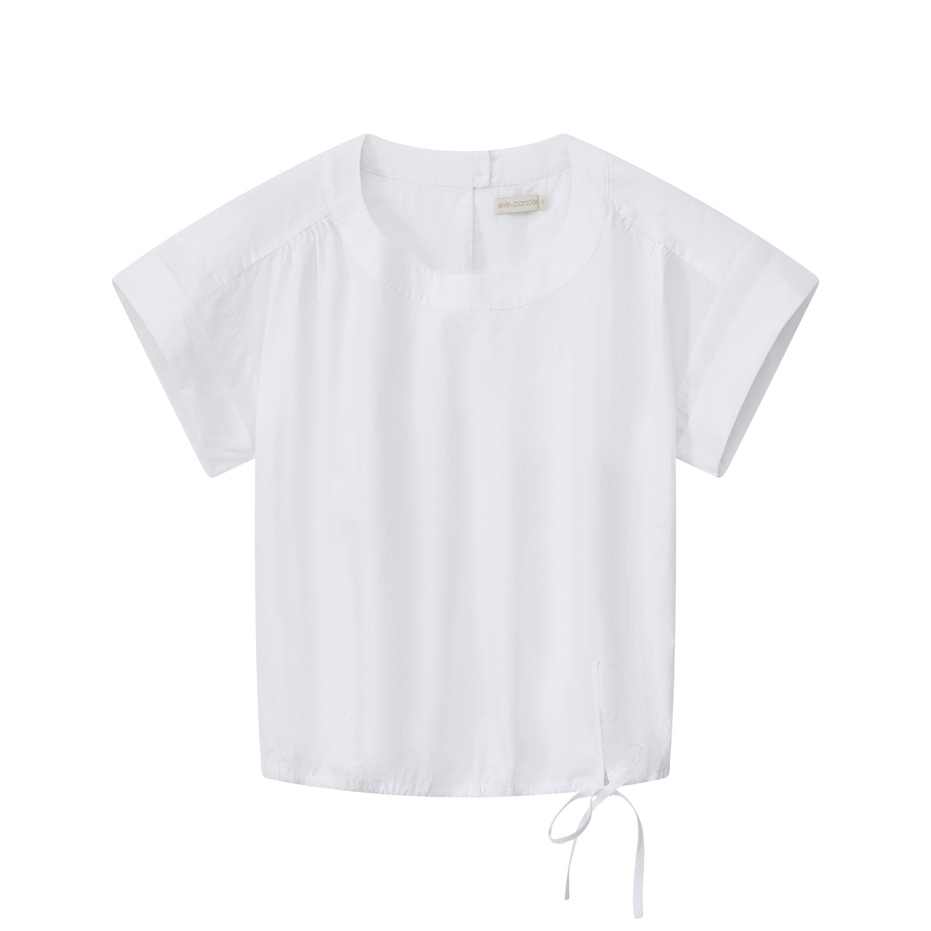 Kurzarmbluse mit Tunnelzugsaum