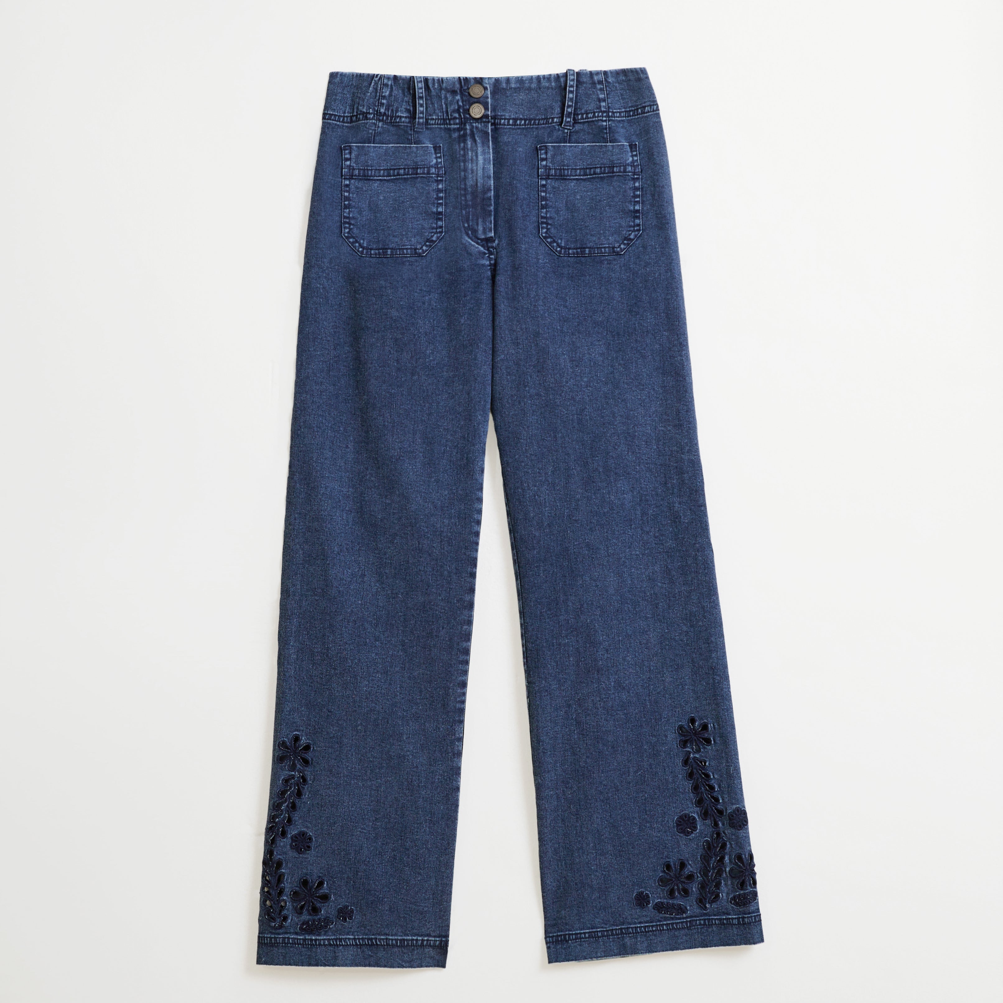 Culotte-Jeans mit Stickerei