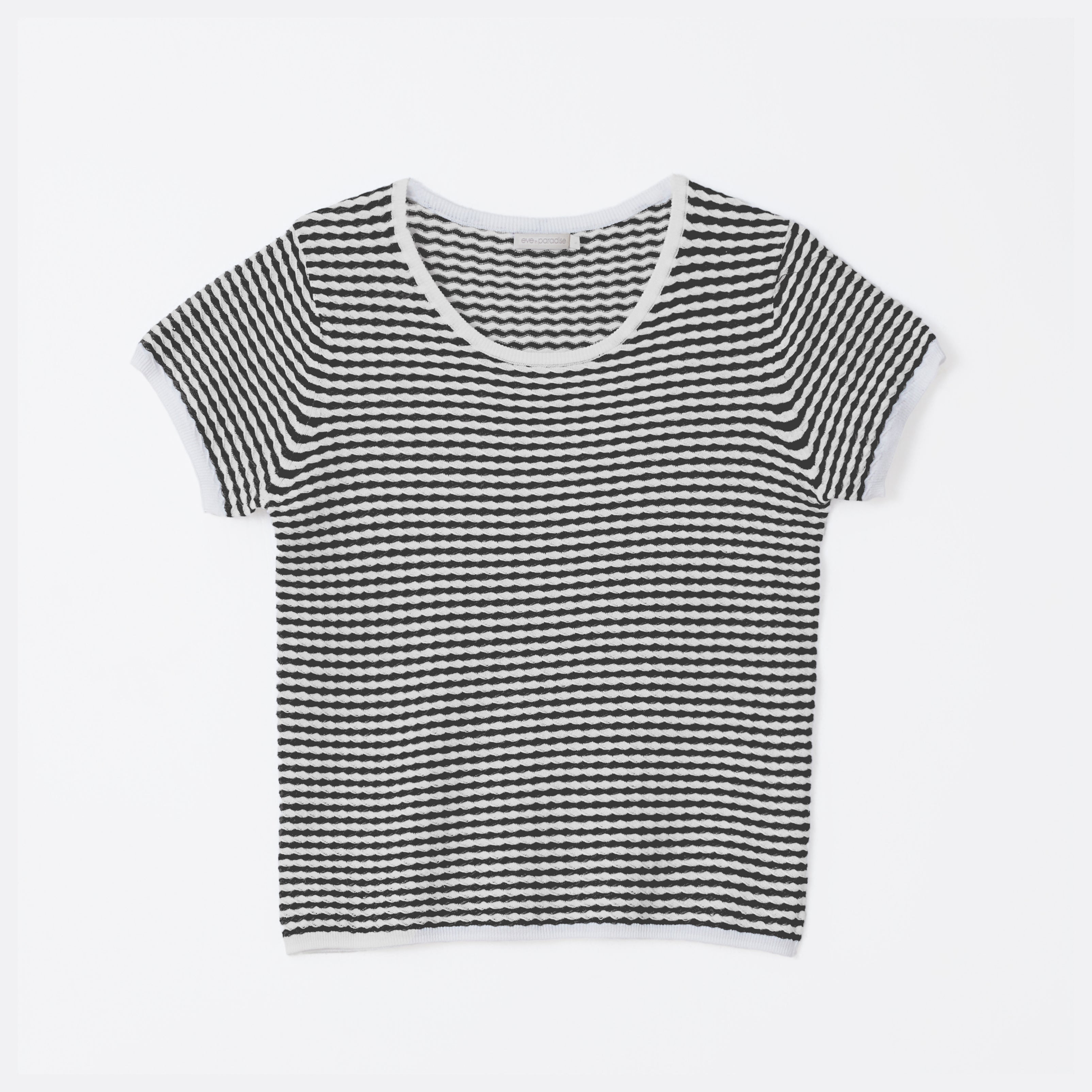 Kurzarmstrickshirt mit Strukturstreifen