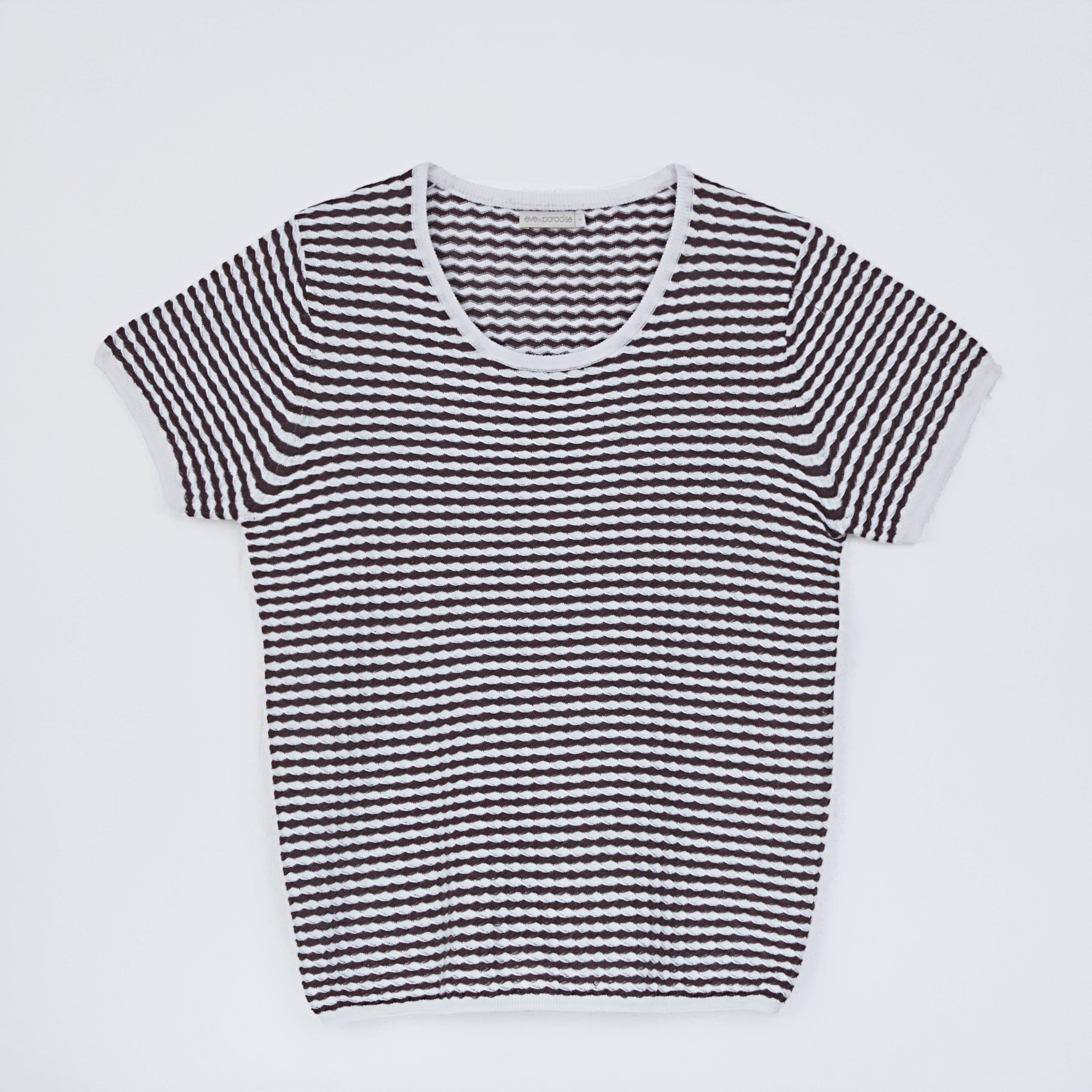 Kurzarmstrickshirt mit Strukturstreifen