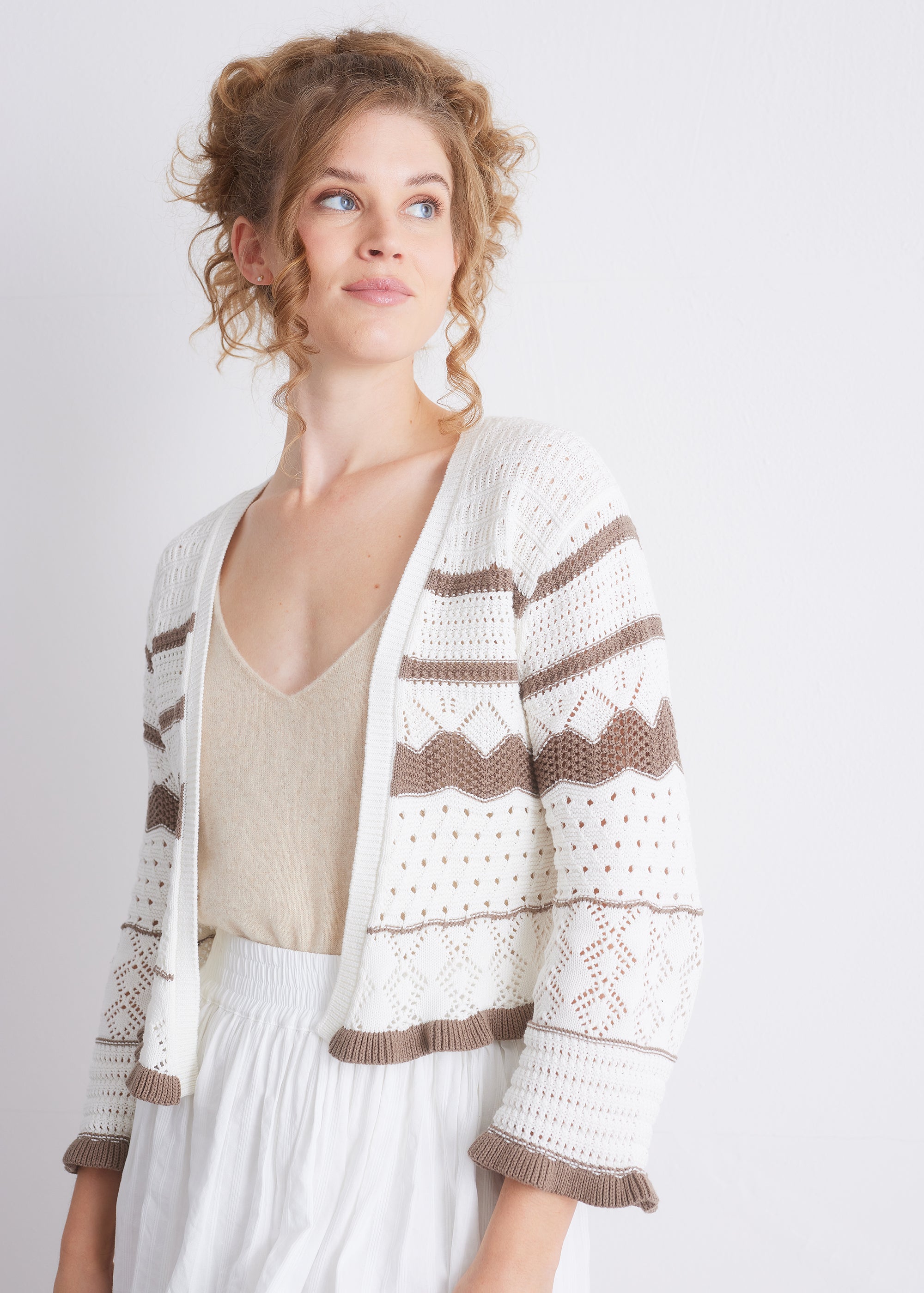 Ajourstrick-Cardigan aus Baumwolle