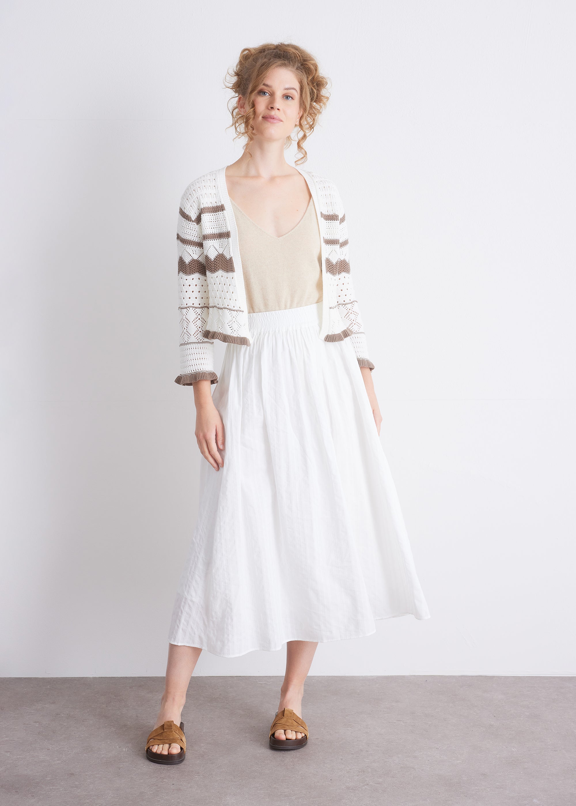 Ajourstrick-Cardigan aus Baumwolle