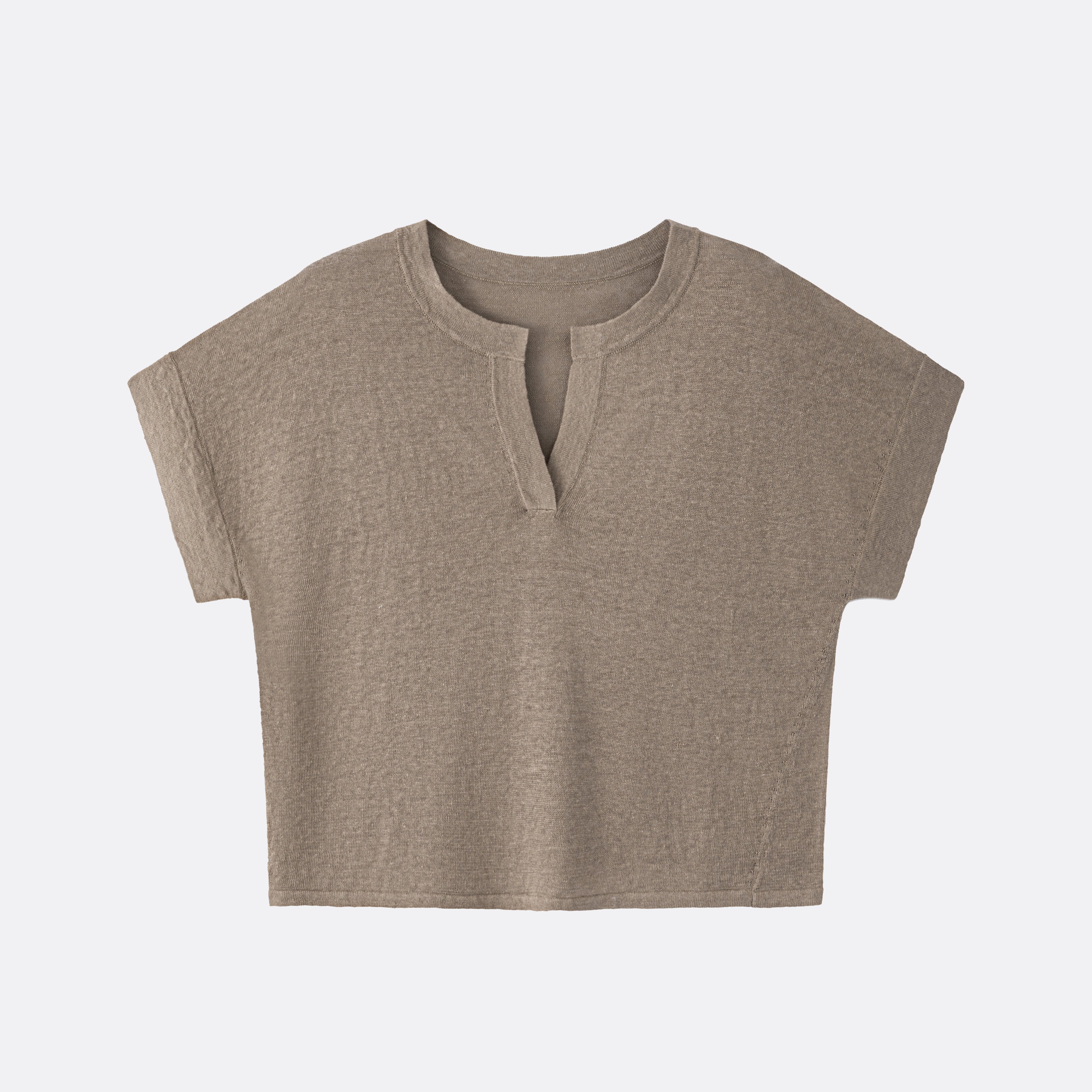 Leinenshirt mit Schlitz-Ausschnitt