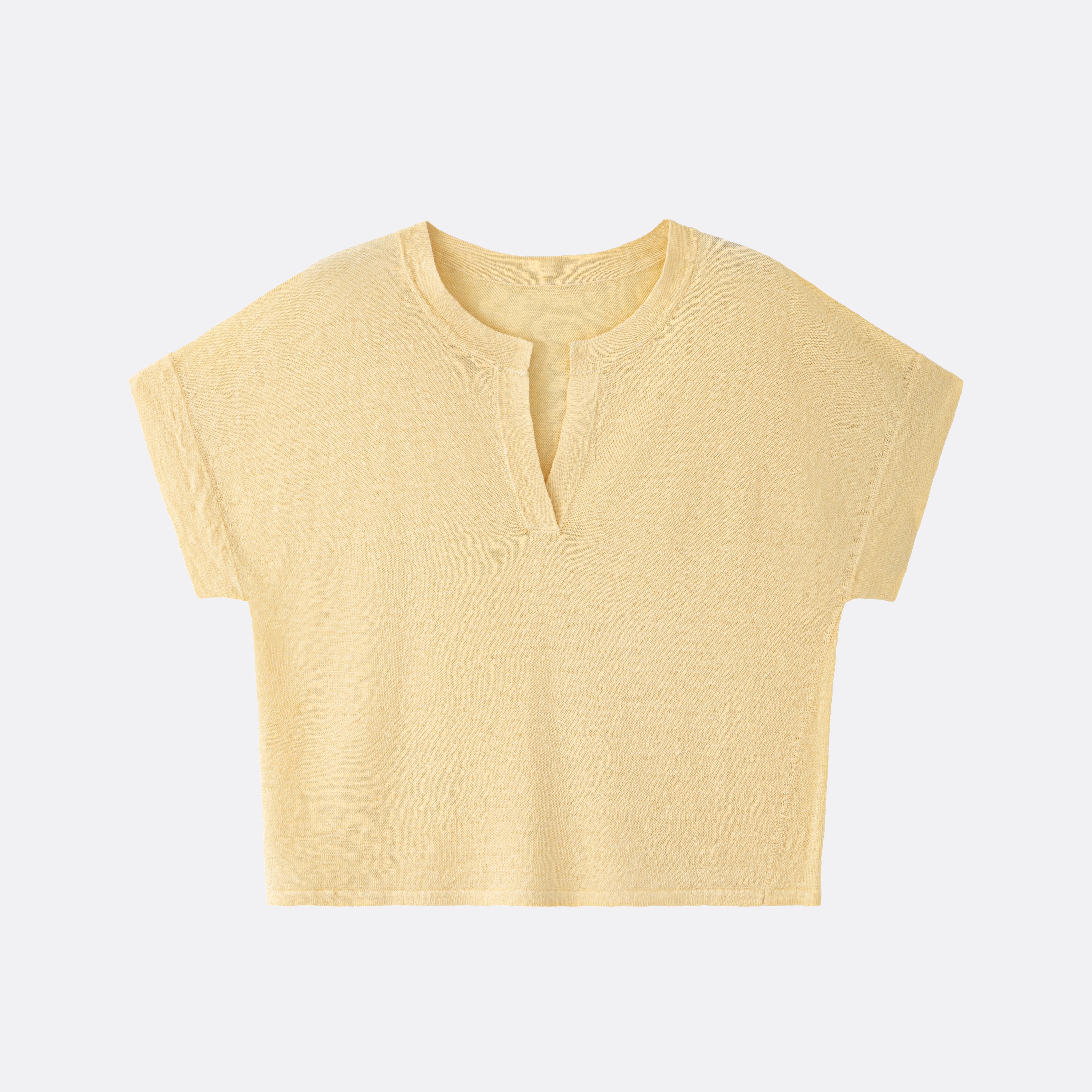 Leinenshirt mit Schlitz-Ausschnitt
