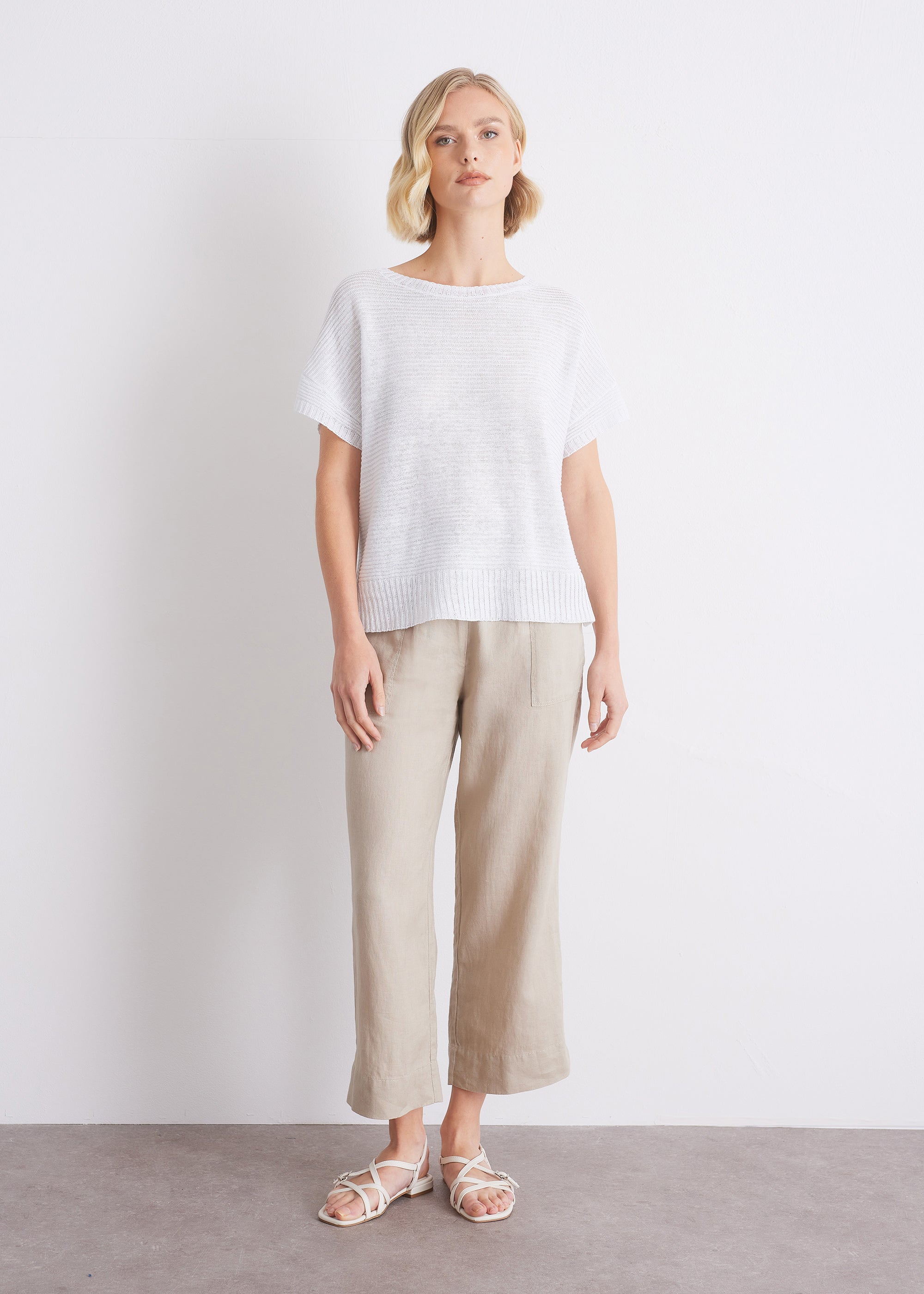 Leinenstrickshirt mit Seitenschlitzen