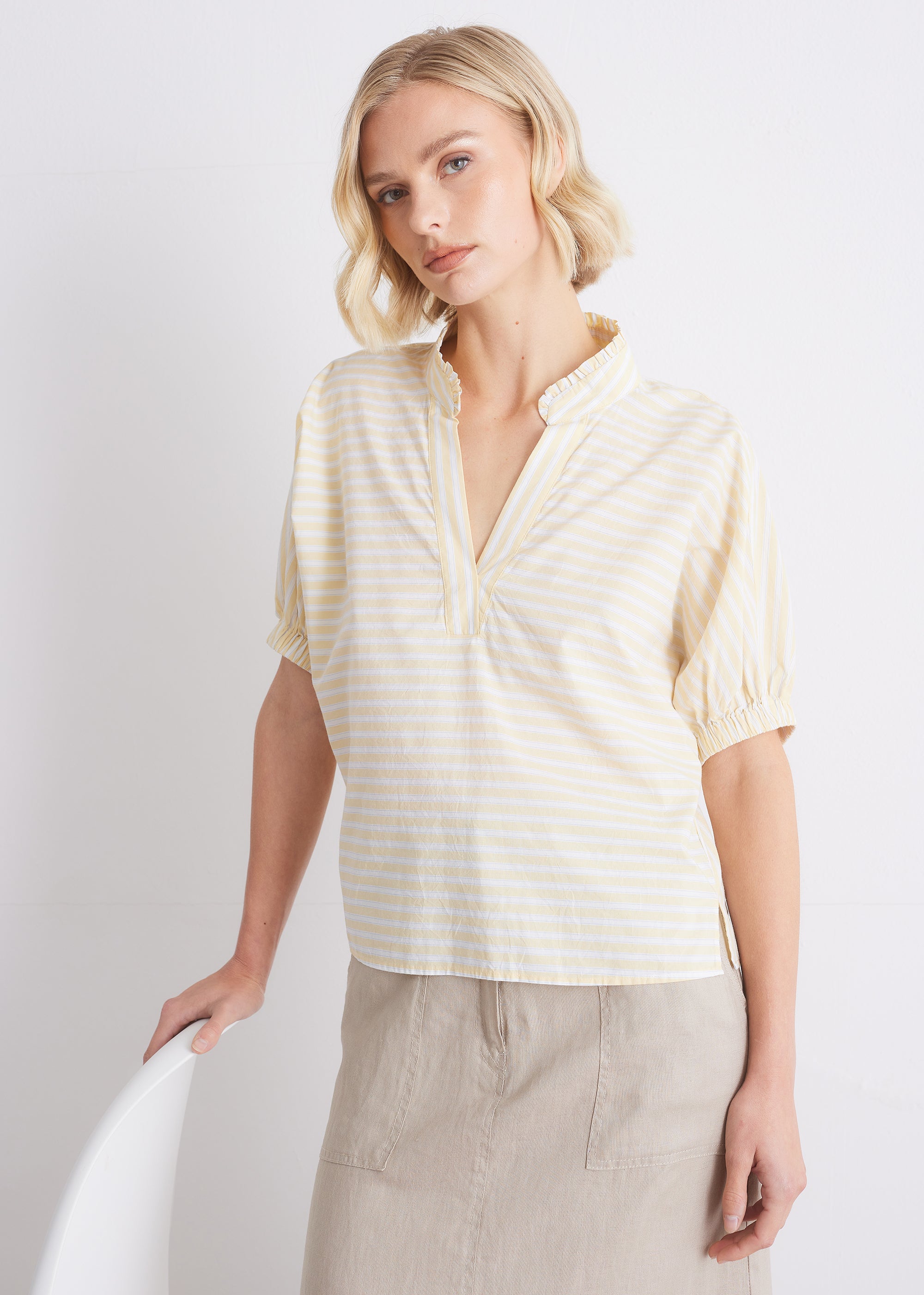 Gestreifte Bluse aus reiner Baumwolle