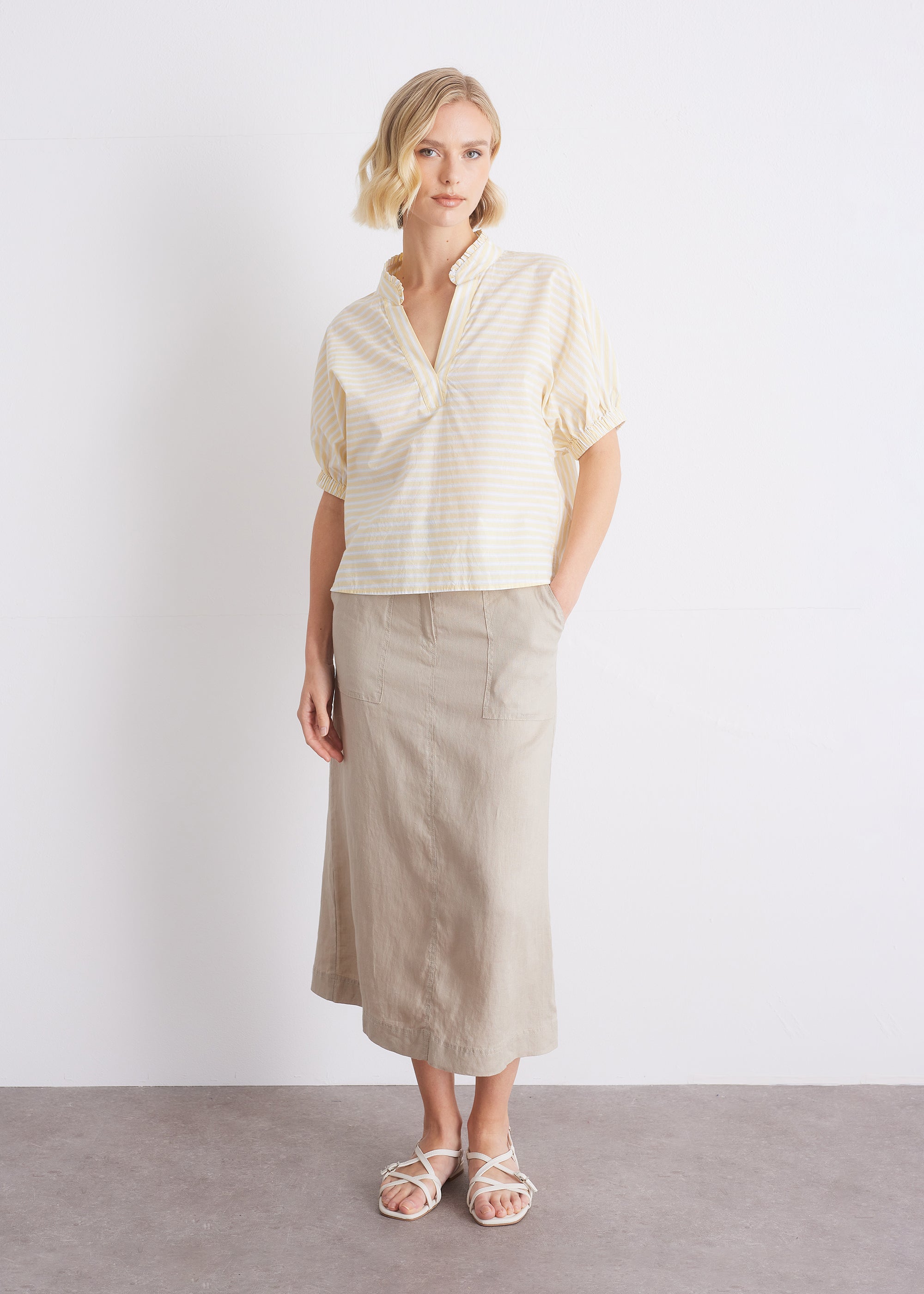 Gestreifte Bluse aus reiner Baumwolle