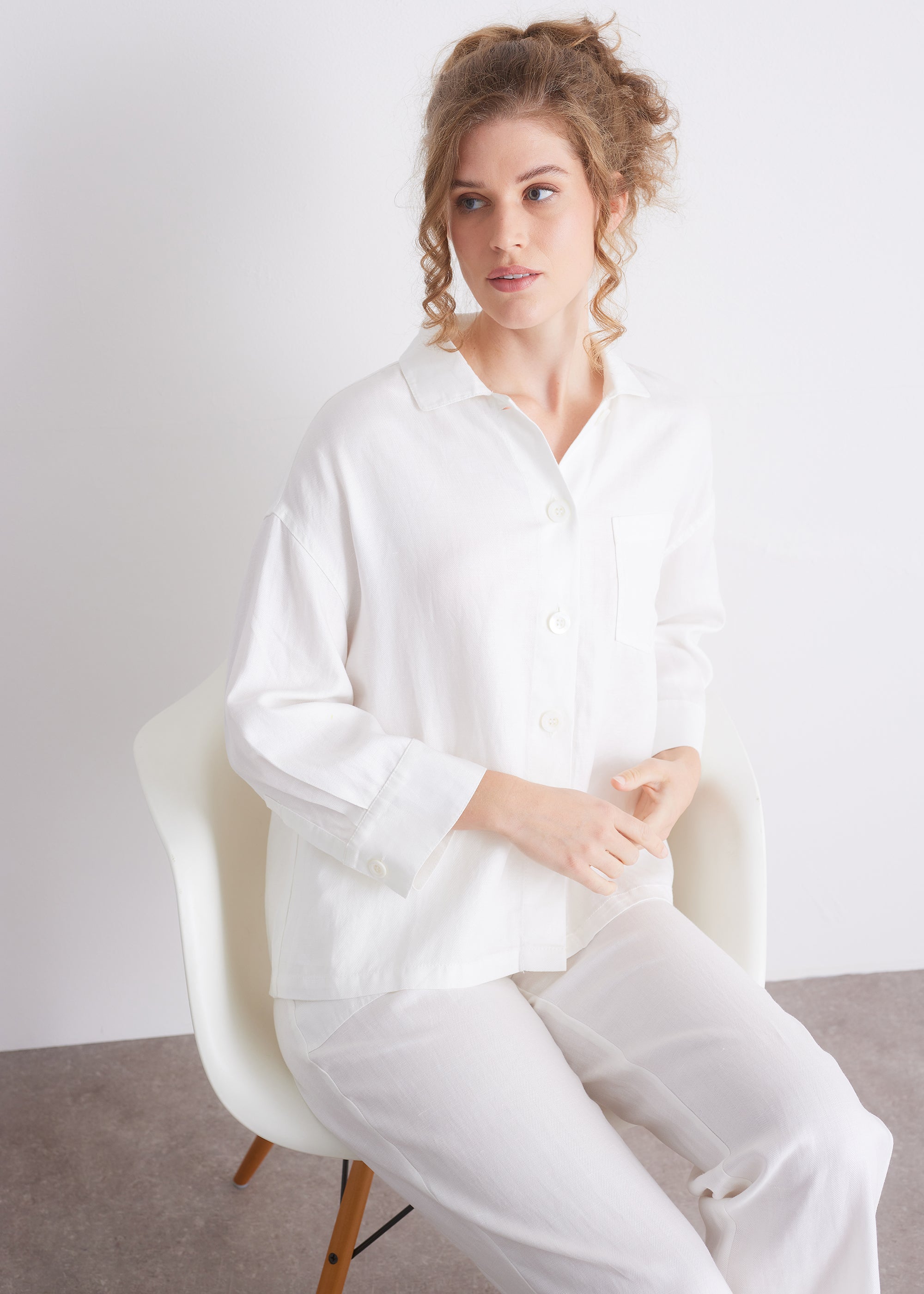 Bluse aus Lyocell-Leinen-Mix