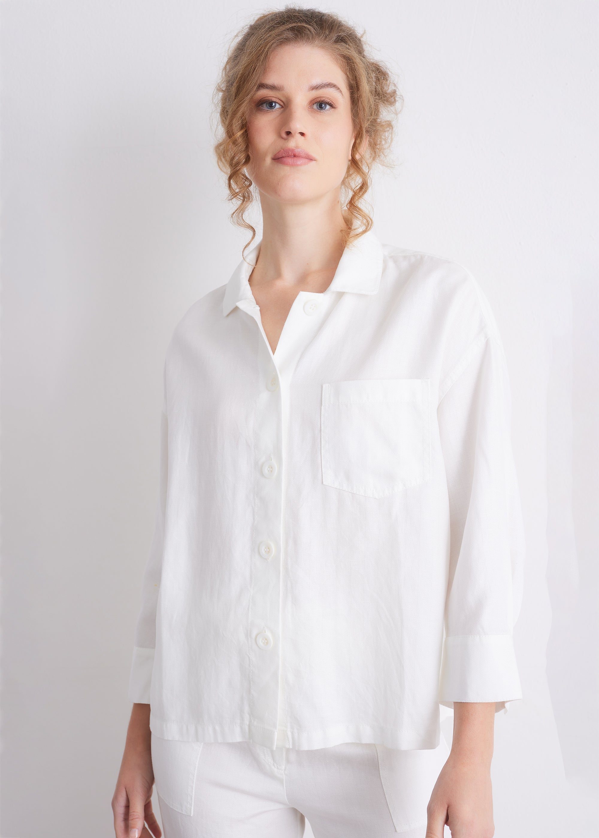 Bluse aus Lyocell-Leinen-Mix
