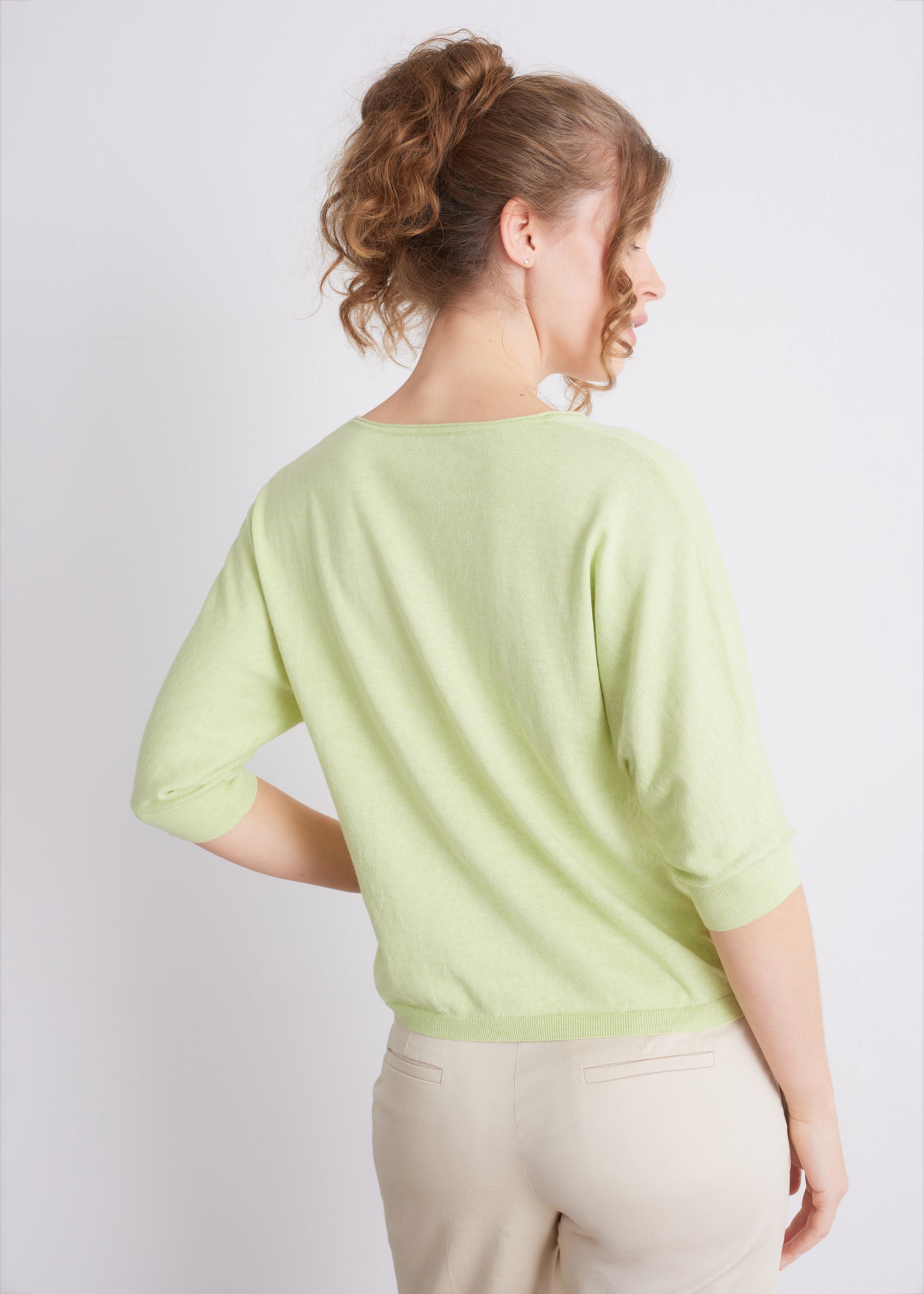 V-Ausschnitt-Pullover aus Baumwoll-Kaschmir-Mix