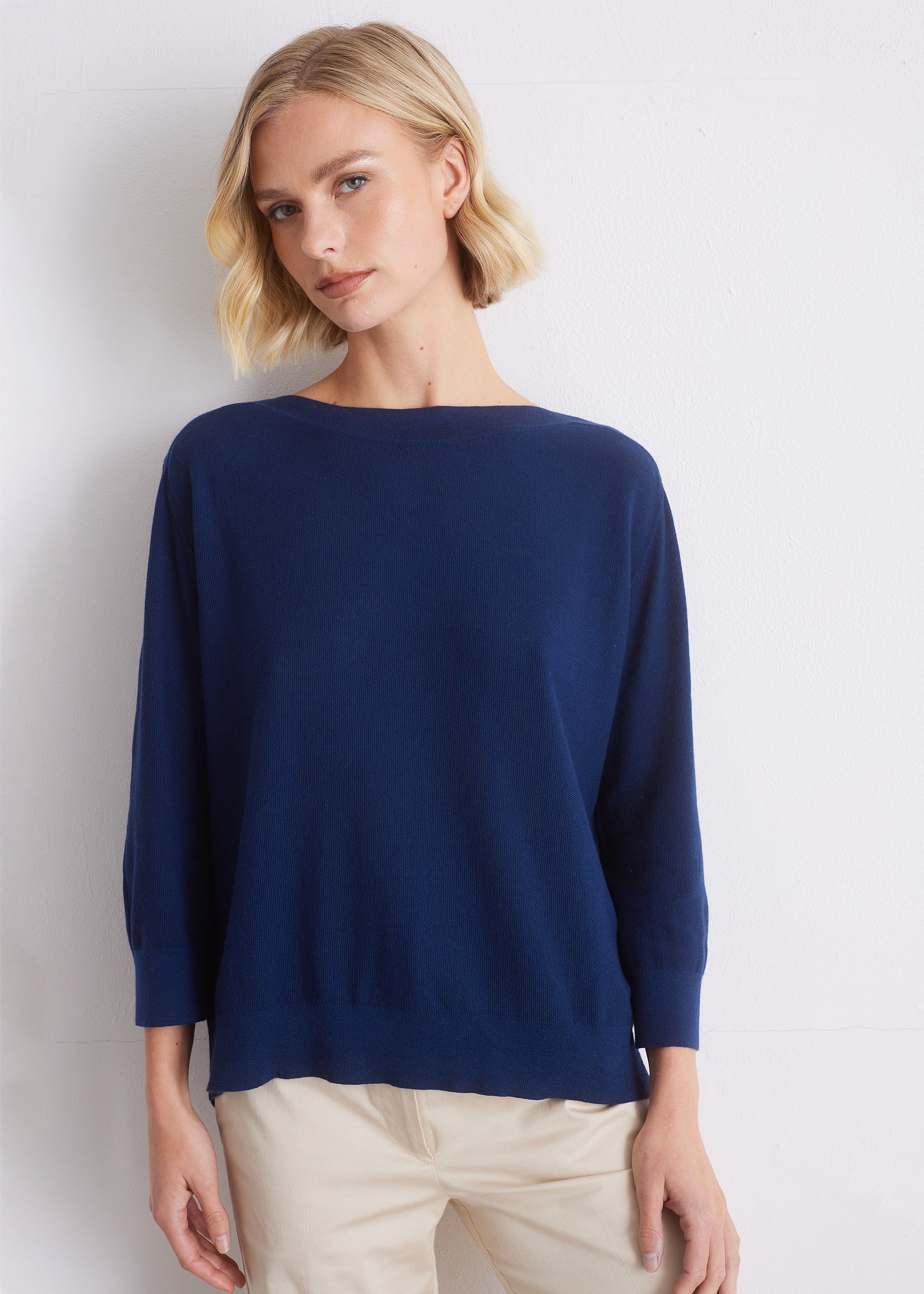 Feinstrickpullover aus Baumwoll-Seide-Mix