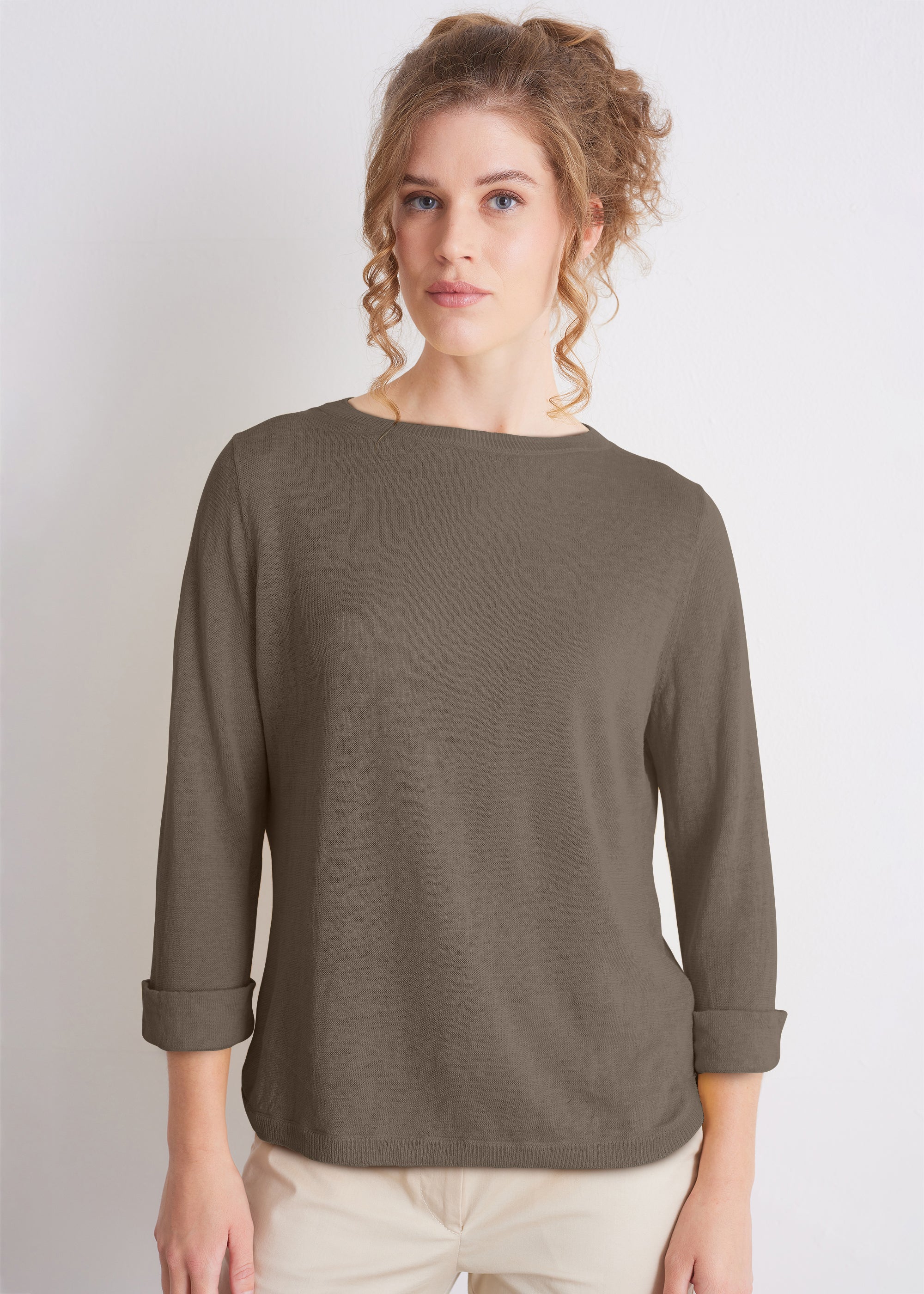 Leinenpullover mit Rundhalsausschnitt