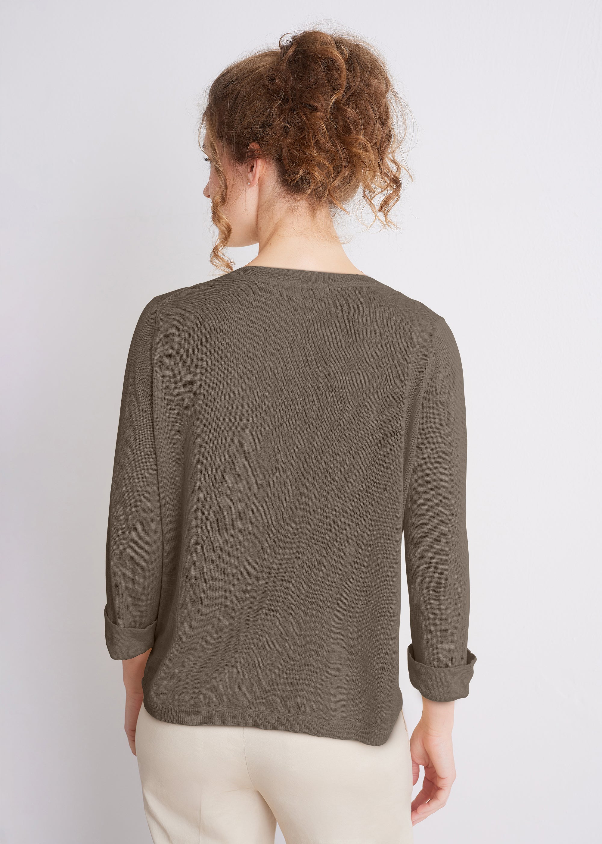 Leinenpullover mit Rundhalsausschnitt