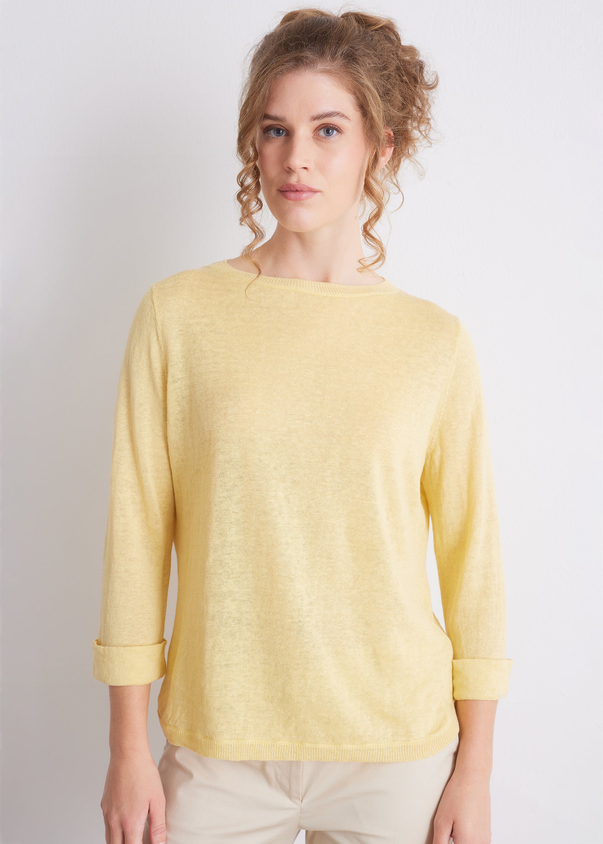 Leinenpullover mit Rundhalsausschnitt