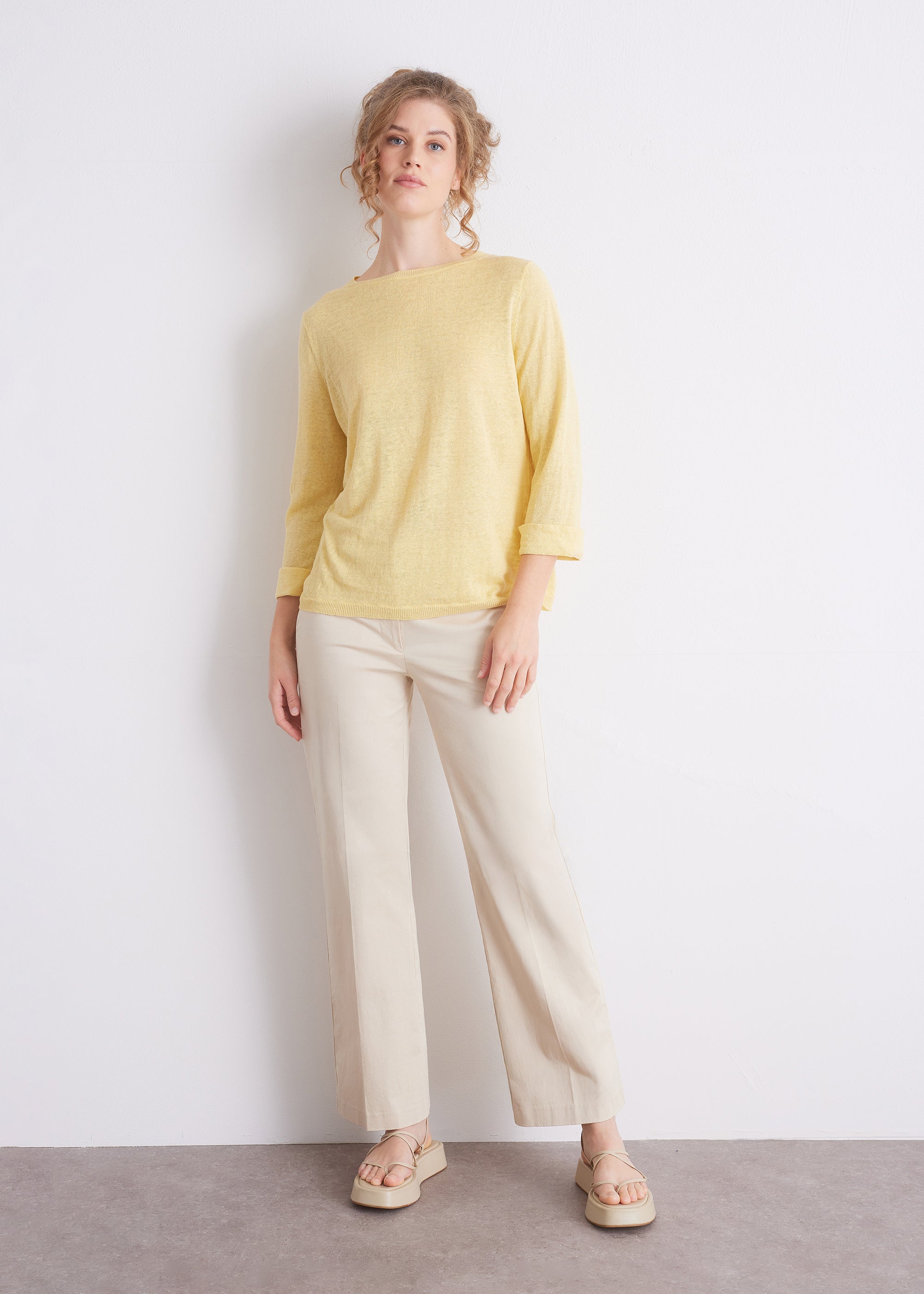 Leinenpullover mit Rundhalsausschnitt
