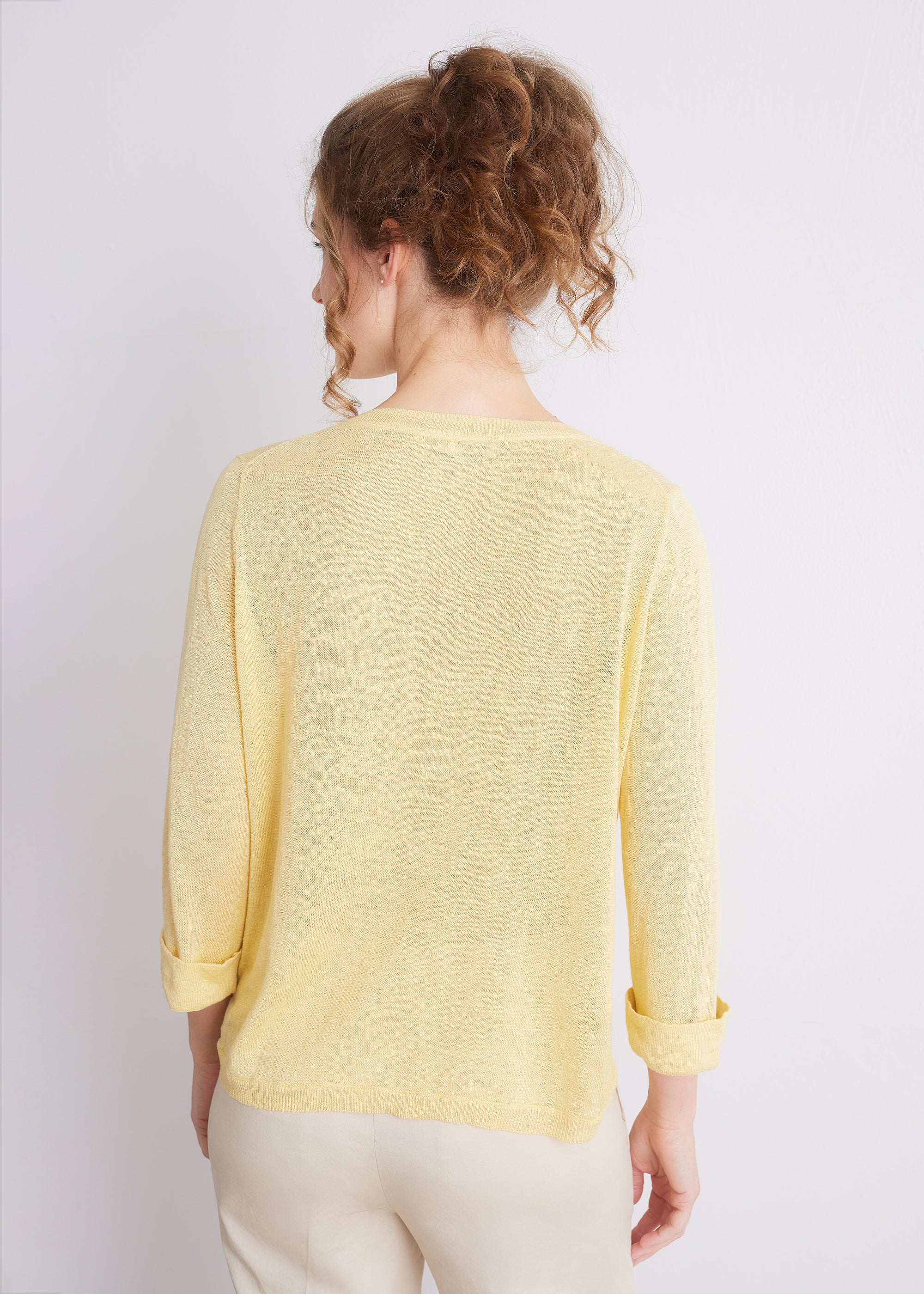Leinenpullover mit Rundhalsausschnitt