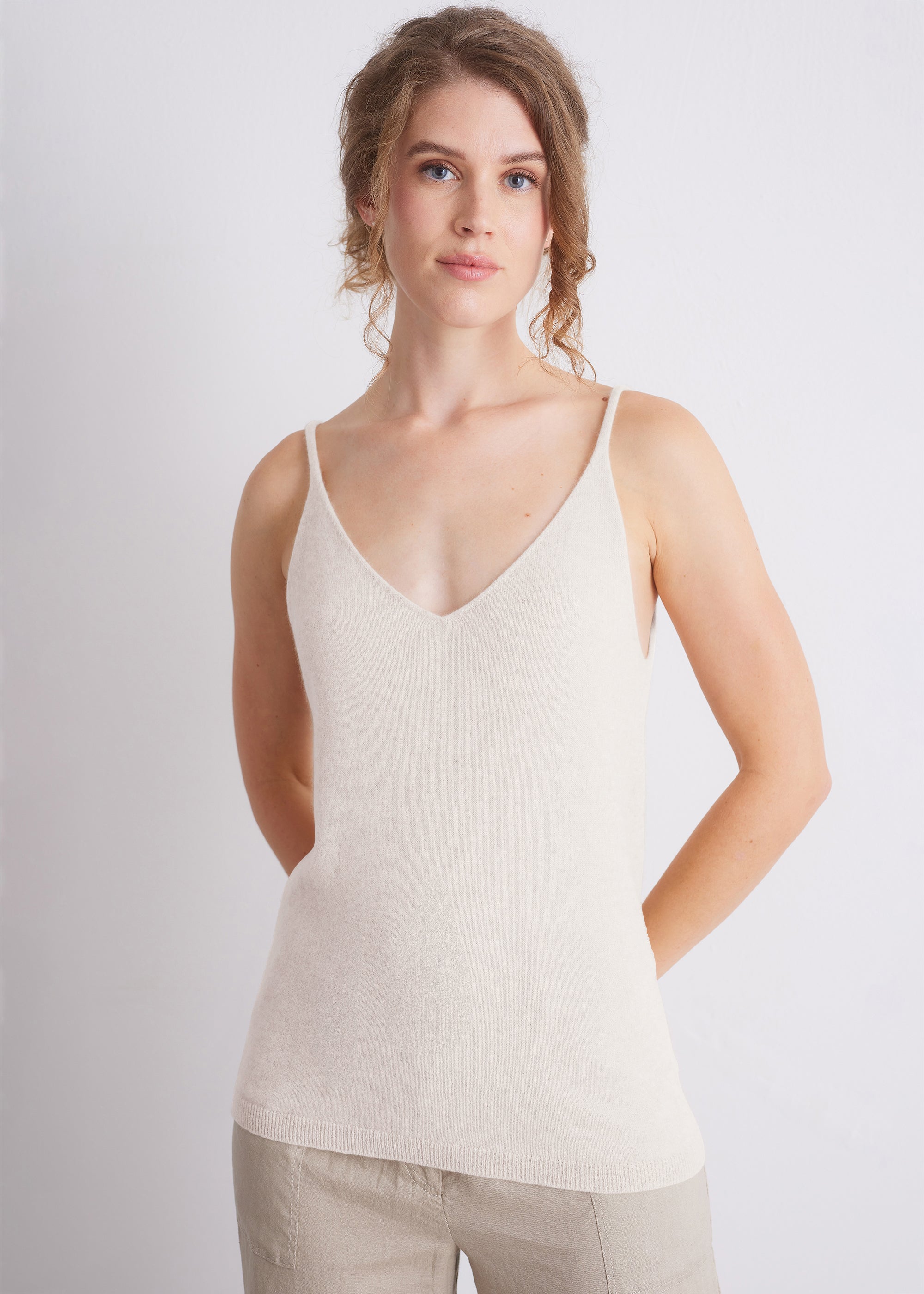 Kaschmir-Top mit V-Ausschnitt