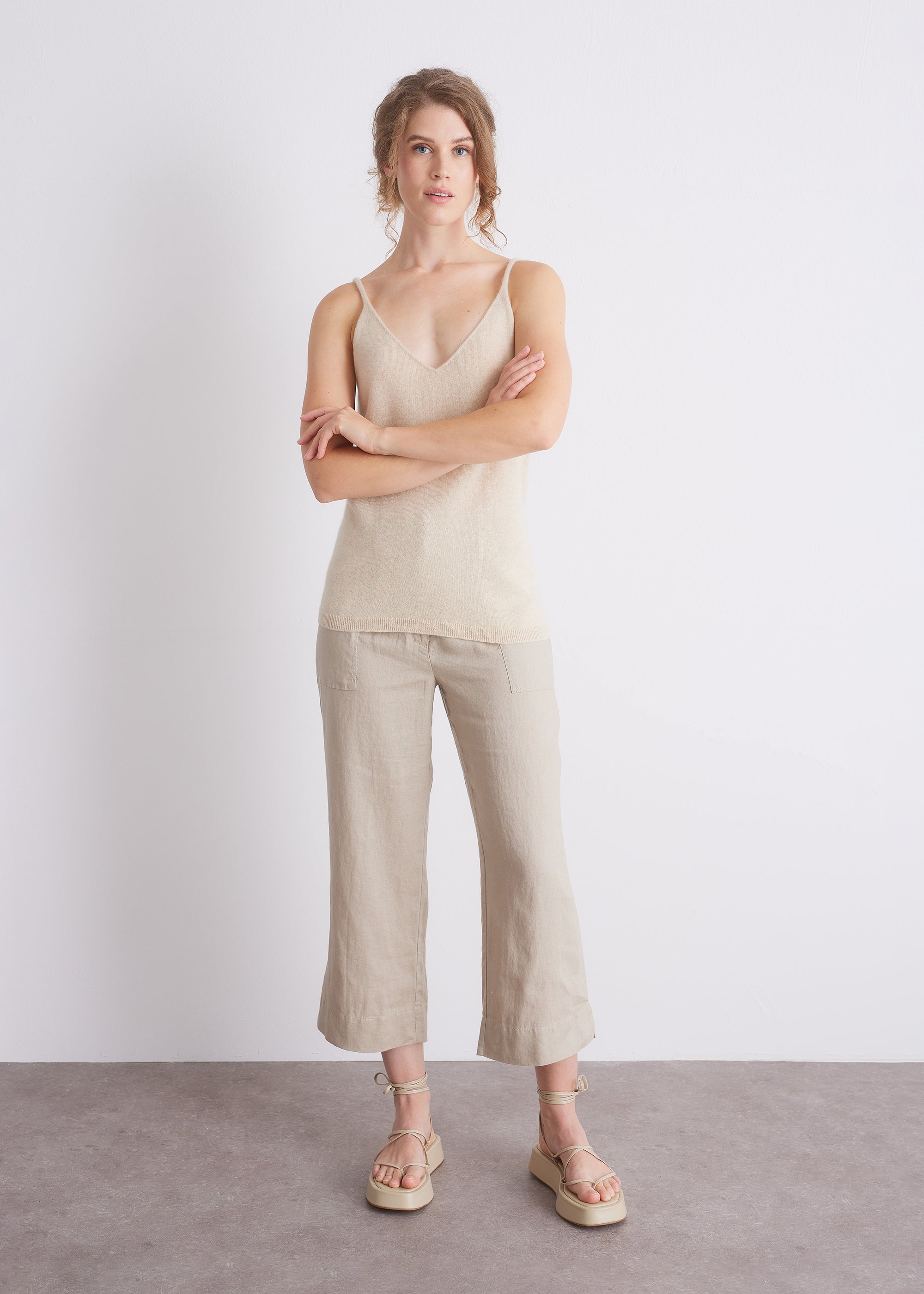 Kaschmir-Top mit V-Ausschnitt