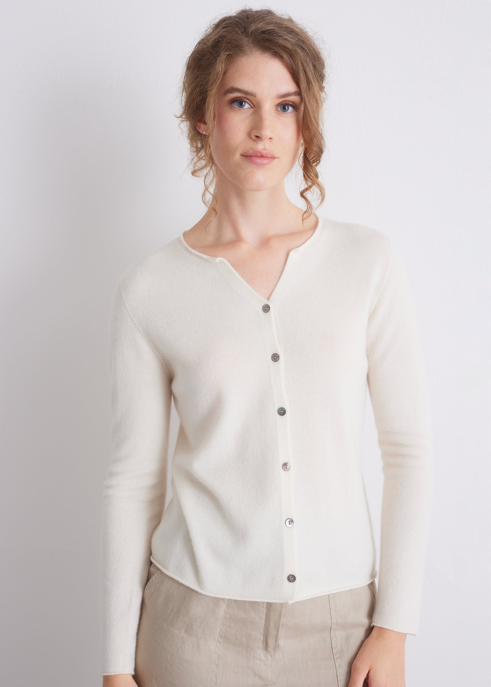 Kaschmir-Cardigan mit Knopfleiste