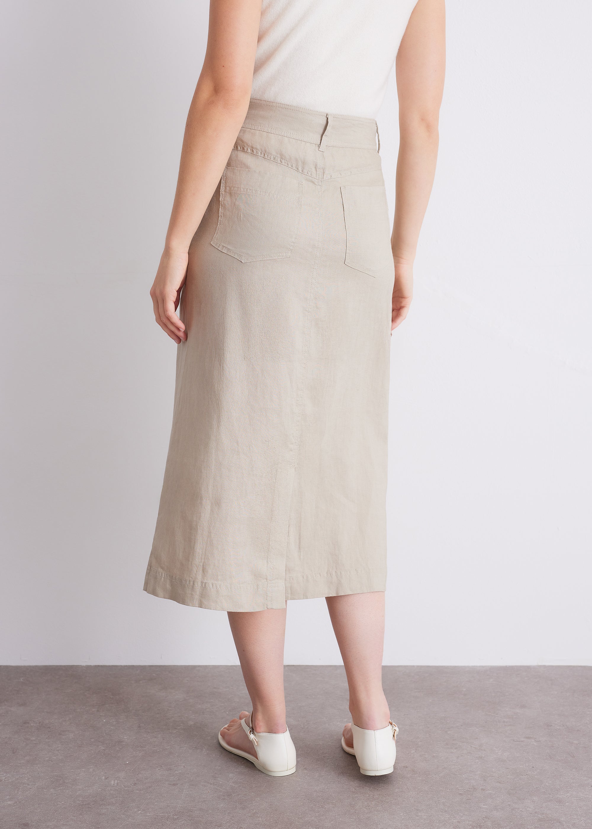 Midirock aus reinem Leinen