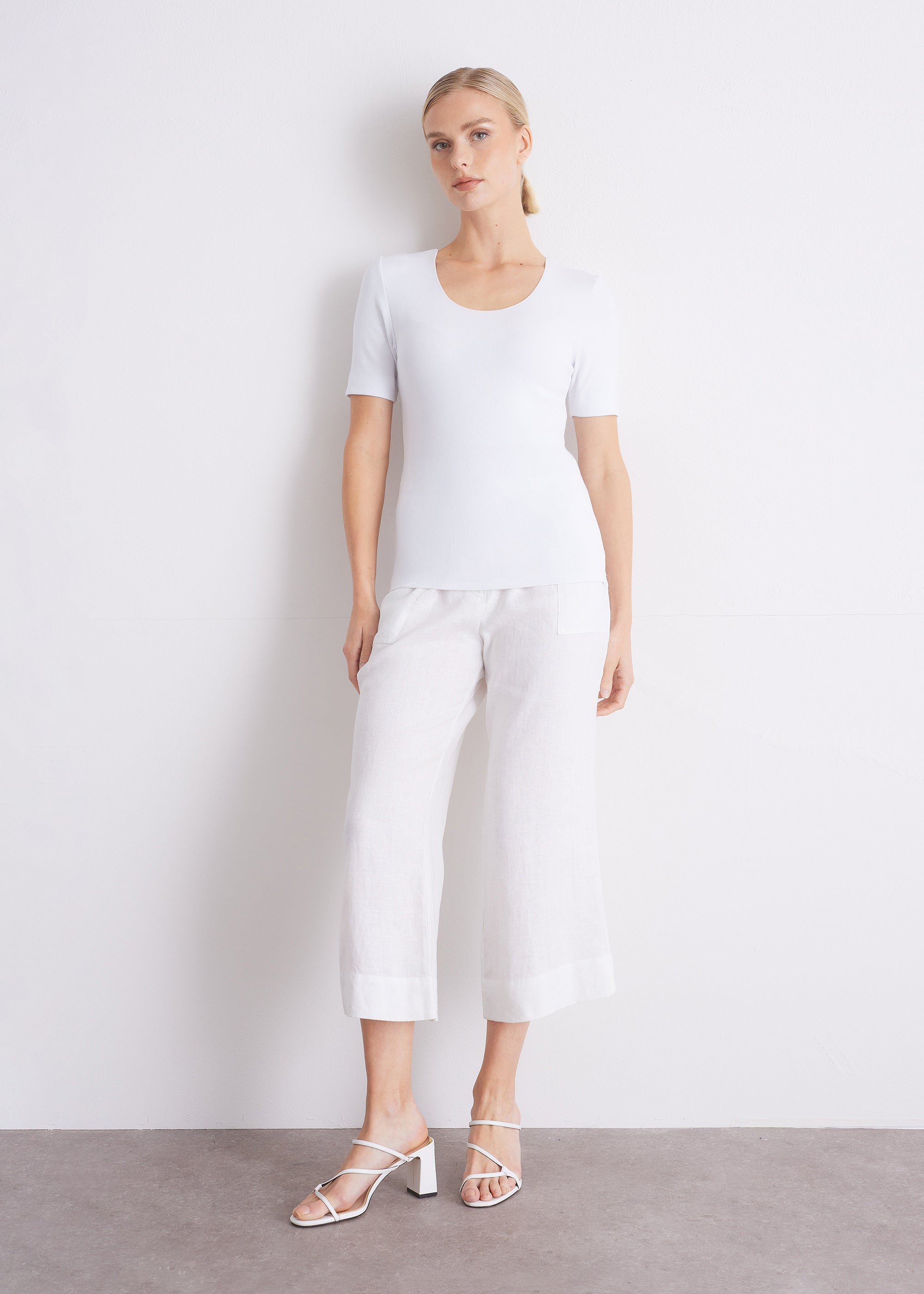 Ripp-T-Shirt aus Viskose-Baumwoll-Mix