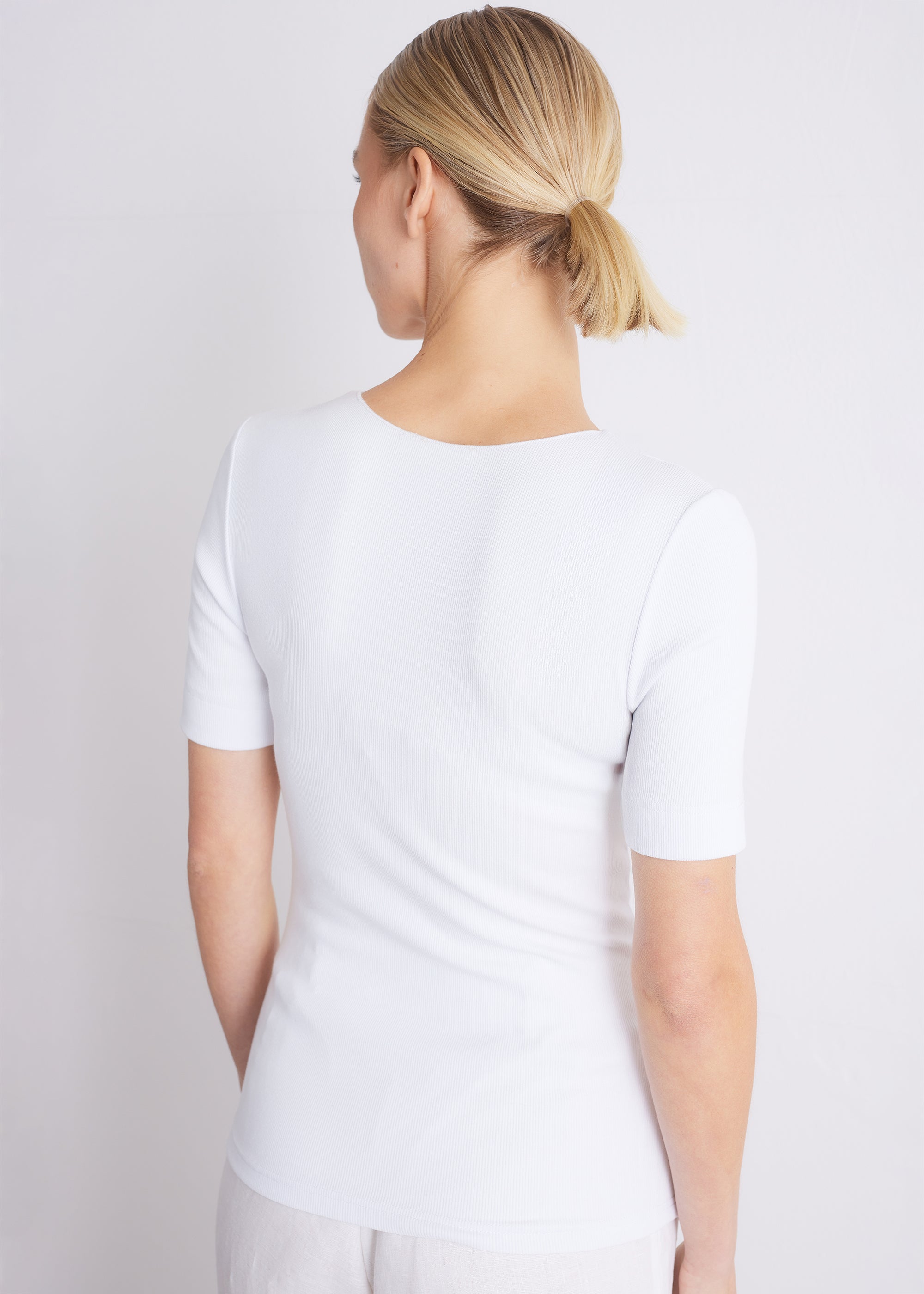 Ripp-T-Shirt aus Viskose-Baumwoll-Mix