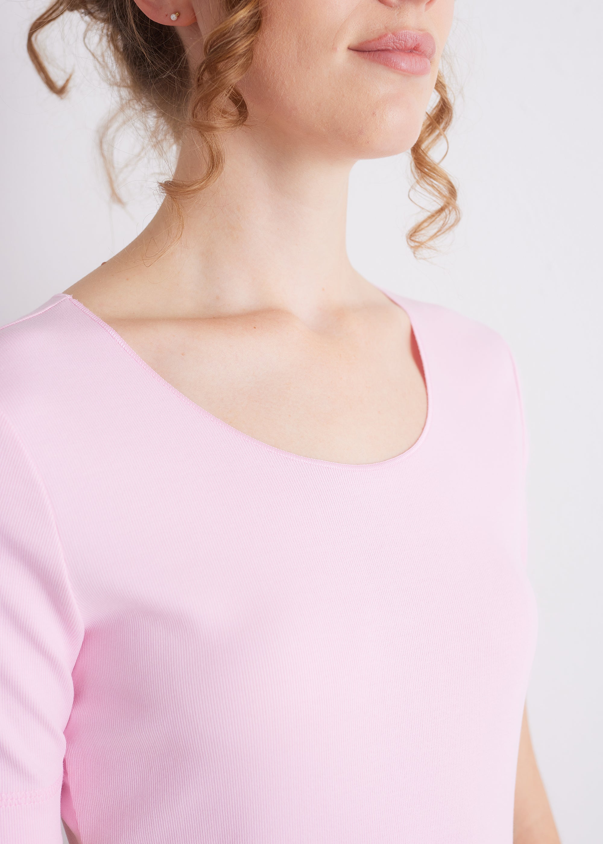 Ripp-T-Shirt aus Viskose-Baumwoll-Mix