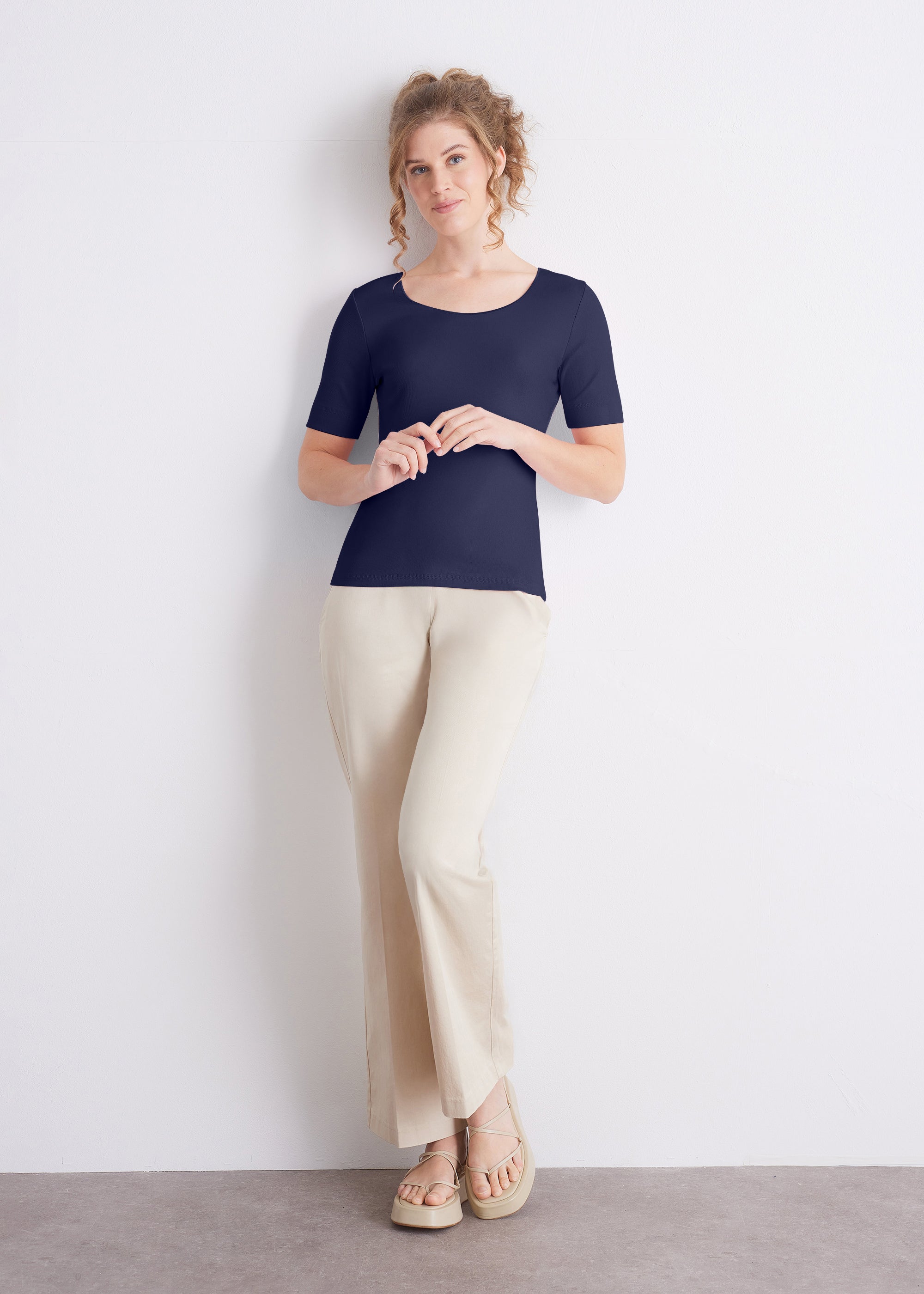 Ripp-T-Shirt aus Viskose-Baumwoll-Mix