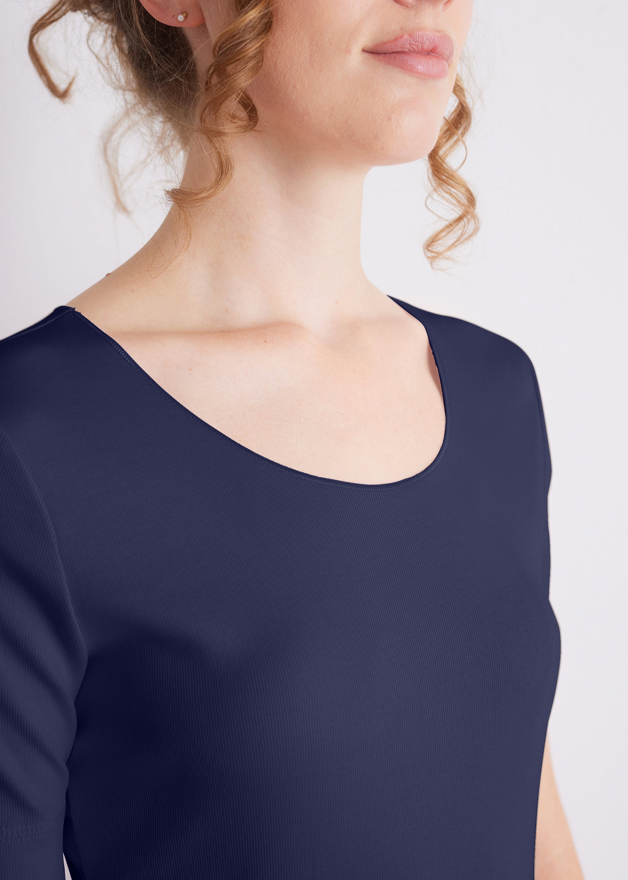 Ripp-T-Shirt aus Viskose-Baumwoll-Mix