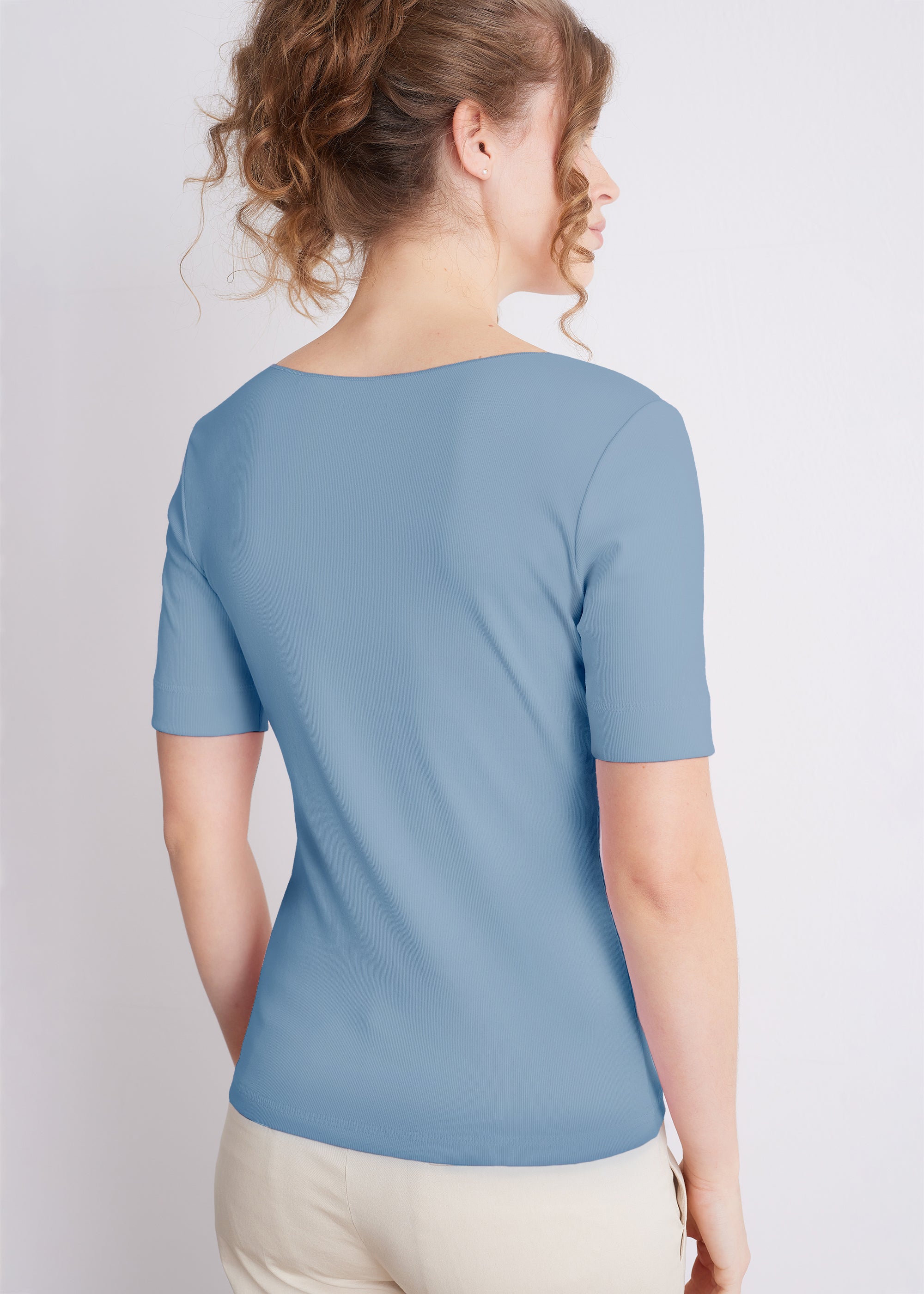 Viscose-cotton blend ribbed T-shirt