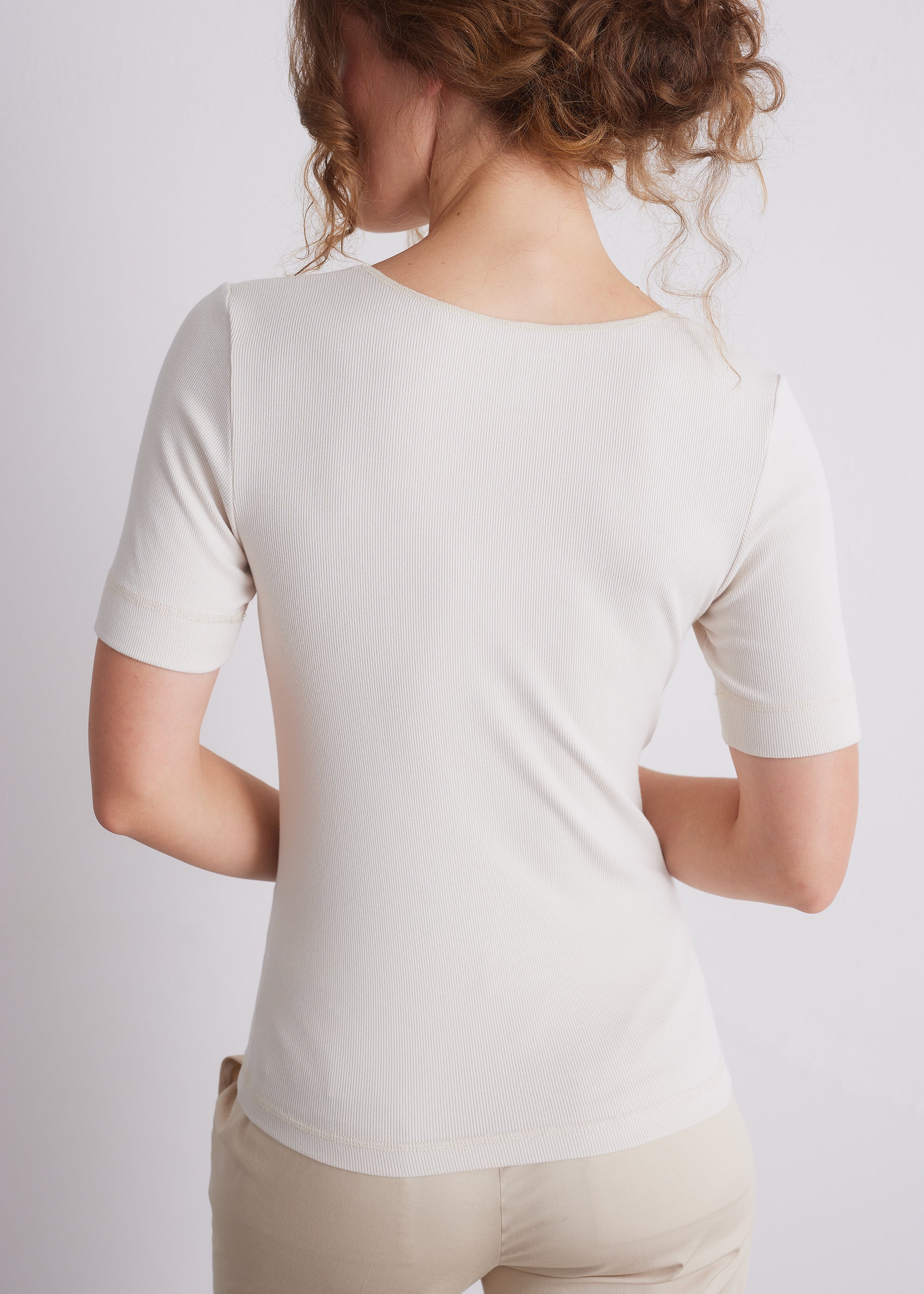 Ripp-T-Shirt aus Viskose-Baumwoll-Mix