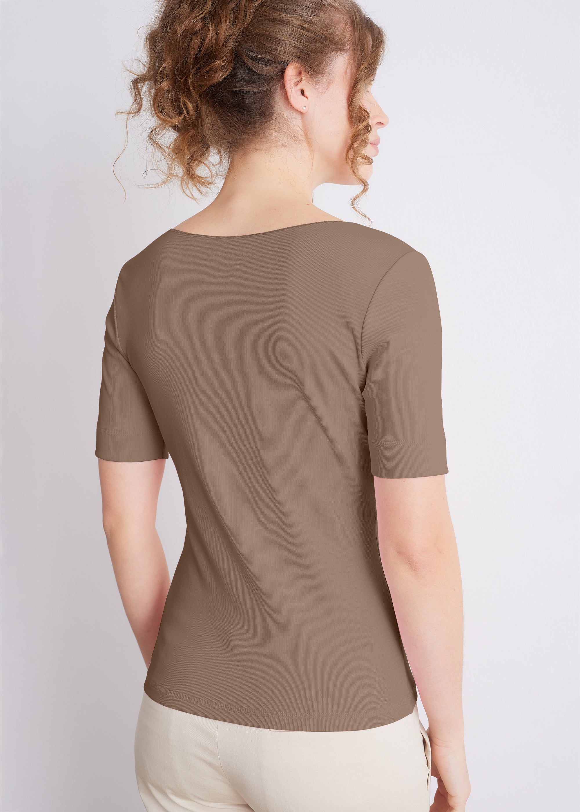 Ripp-T-Shirt aus Viskose-Baumwoll-Mix