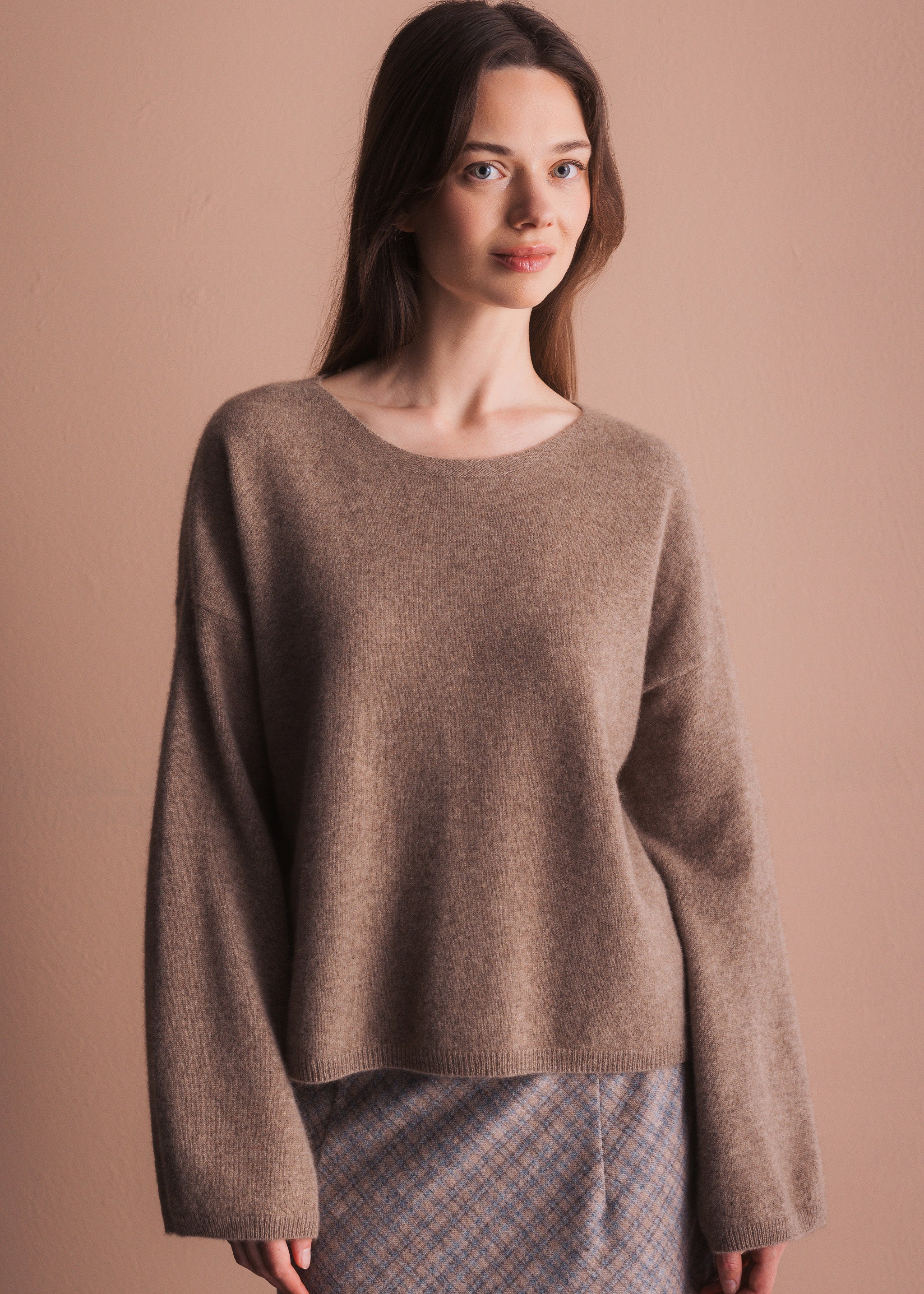 Kaschmirpullover mit weitem Ausschnitt