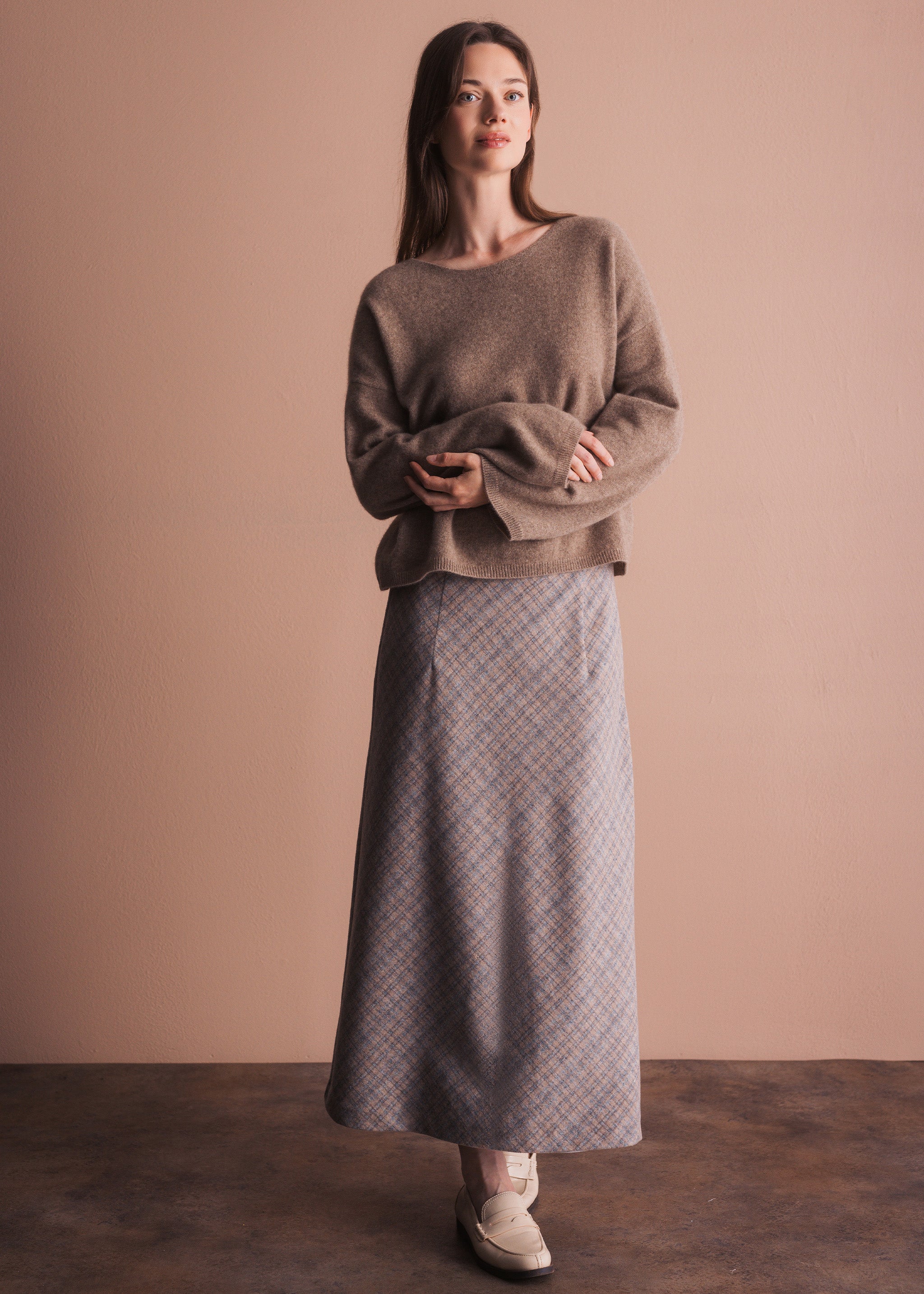 Kaschmirpullover mit weitem Ausschnitt