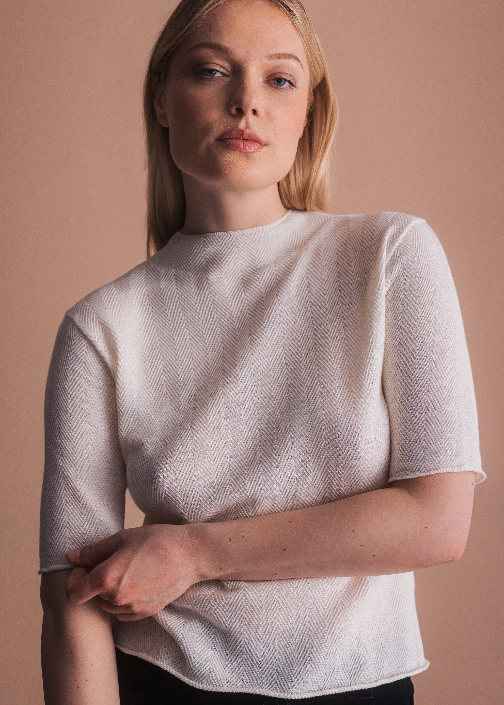 Strickshirt mit Fischgrätmuster