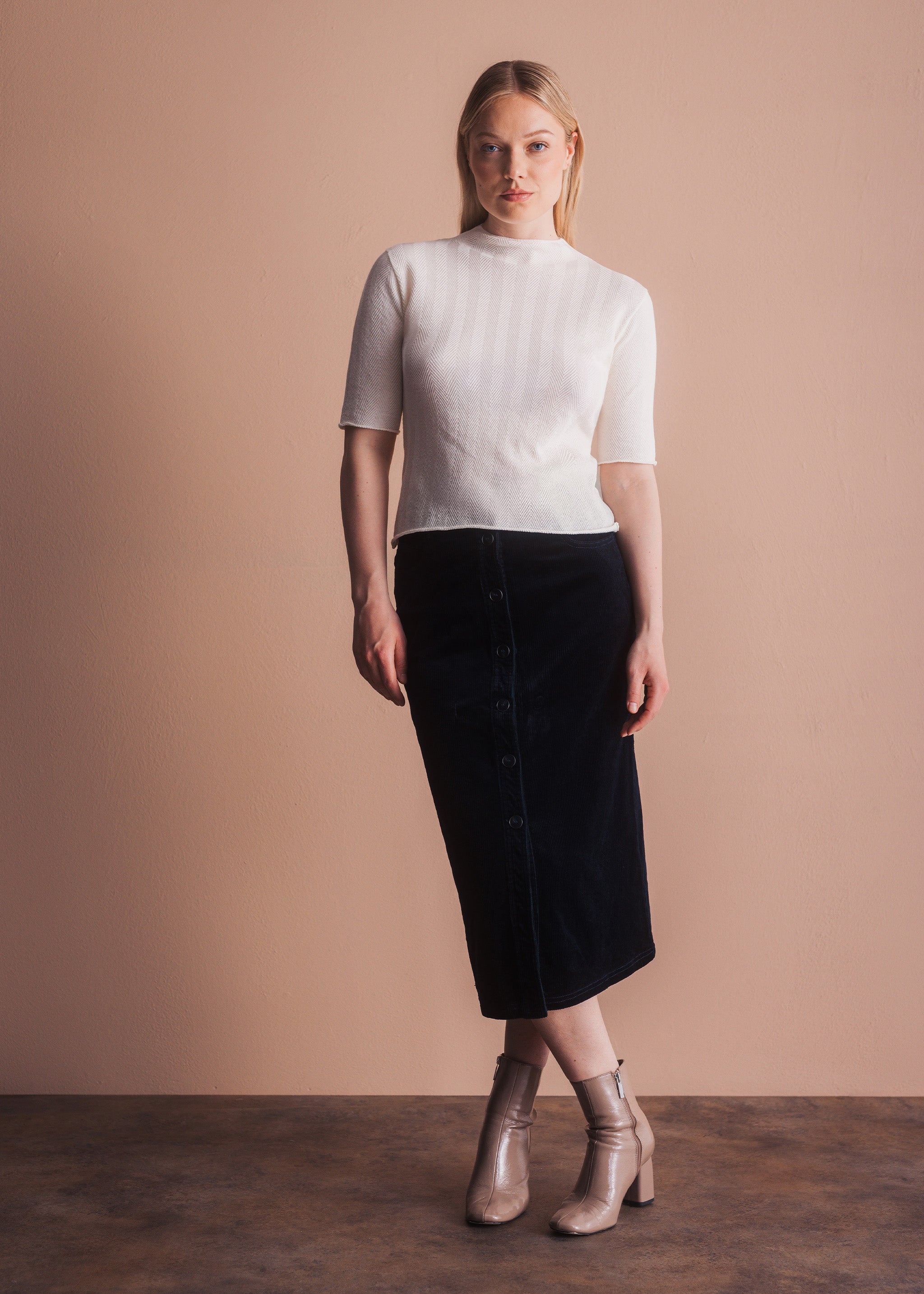 Strickshirt mit Fischgrätmuster
