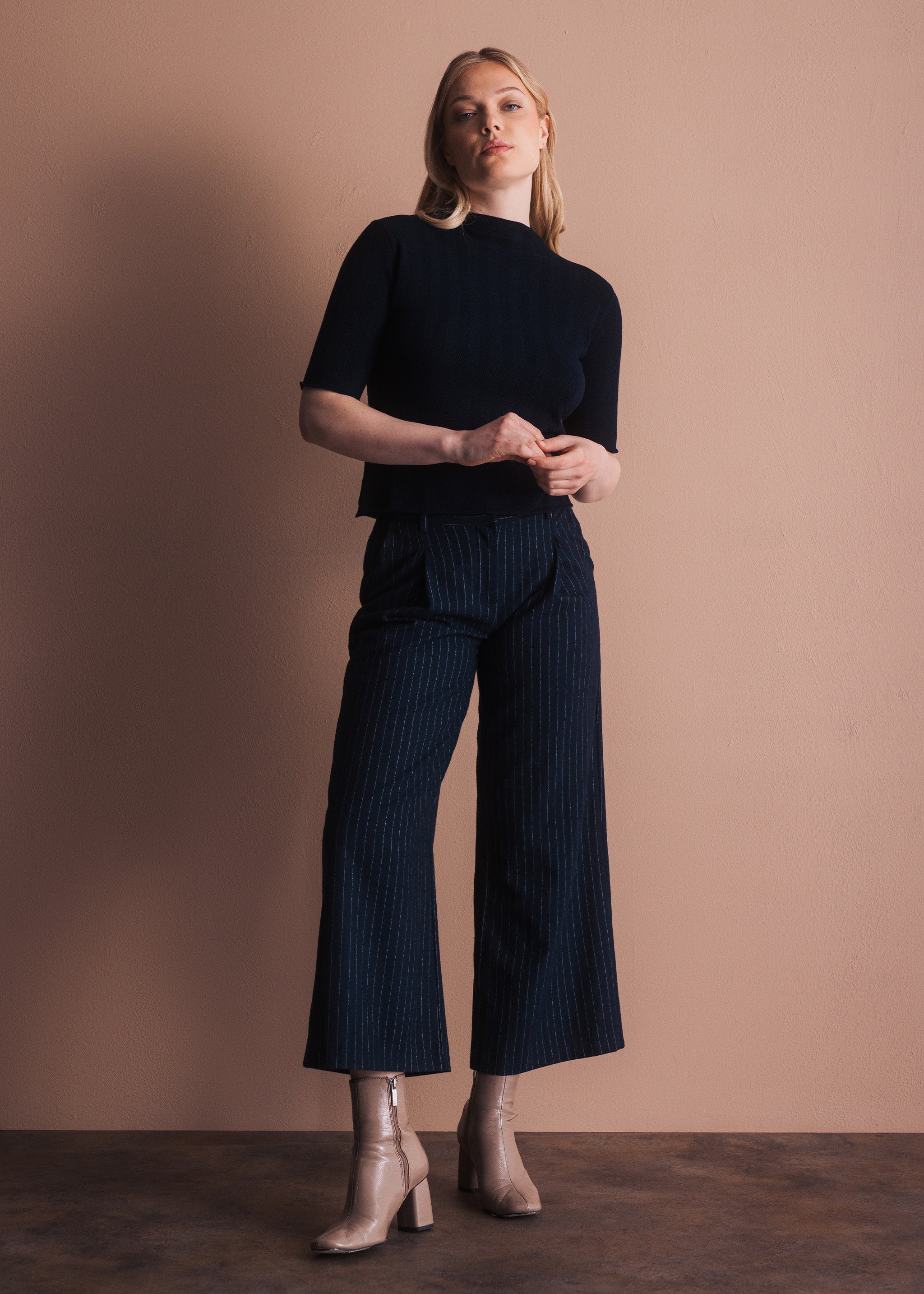 Nadelstreifen-Culotte aus Wolle