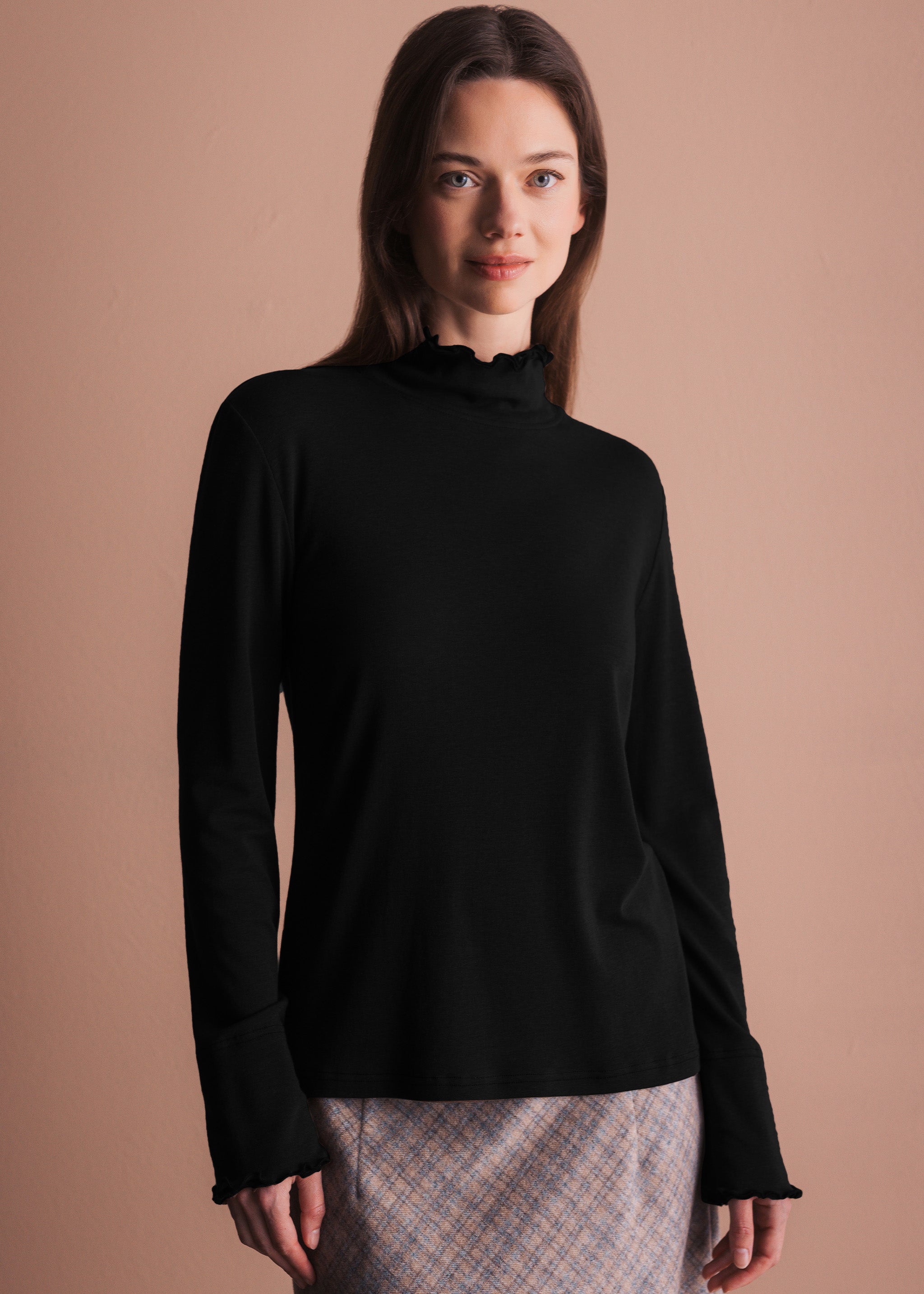 Shirt mit Rüschenkragen