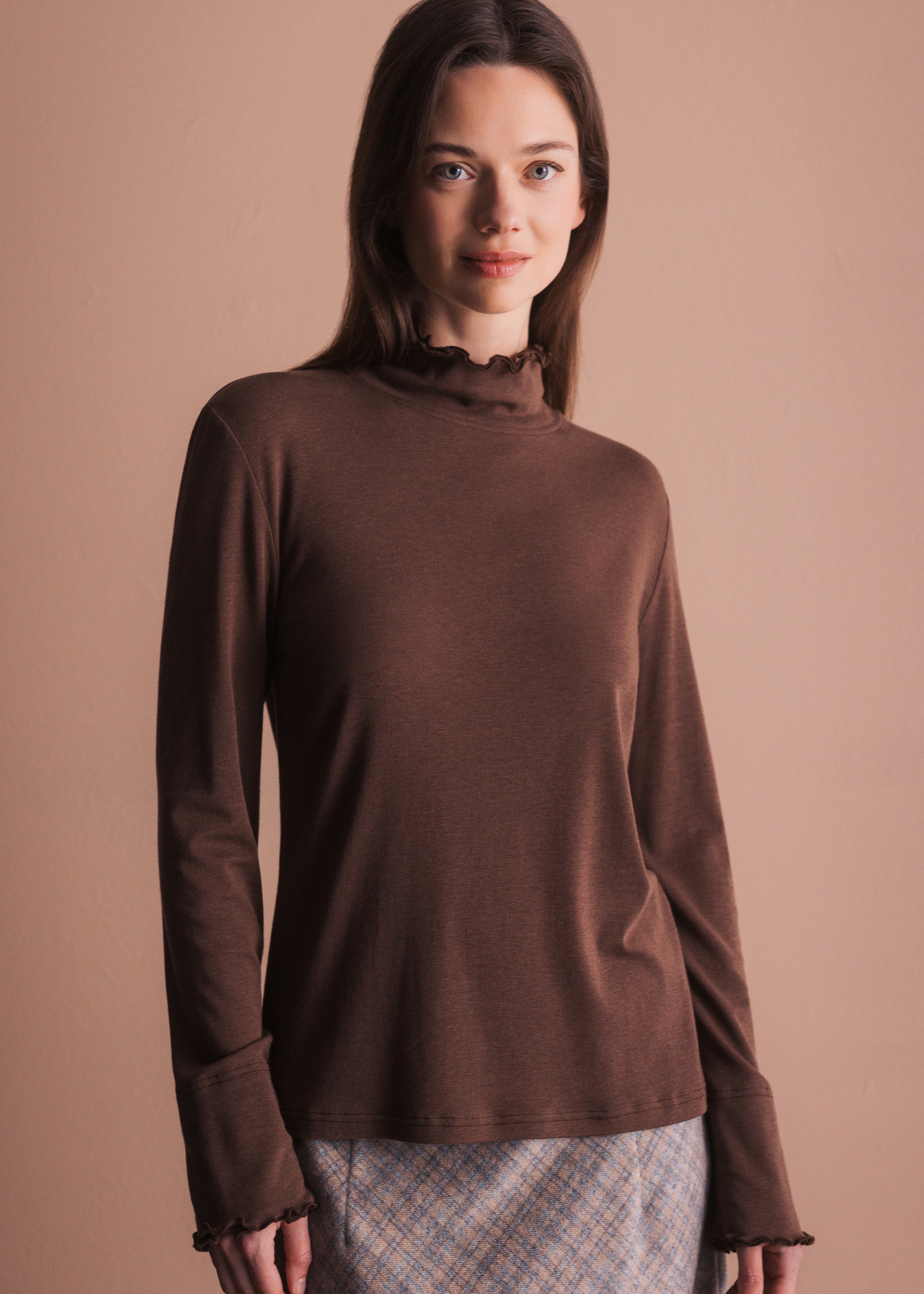 Shirt mit Rüschenkragen