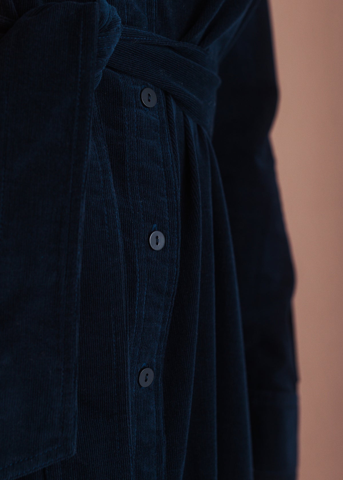 Corduroy Shirt Dress with Tie Belt