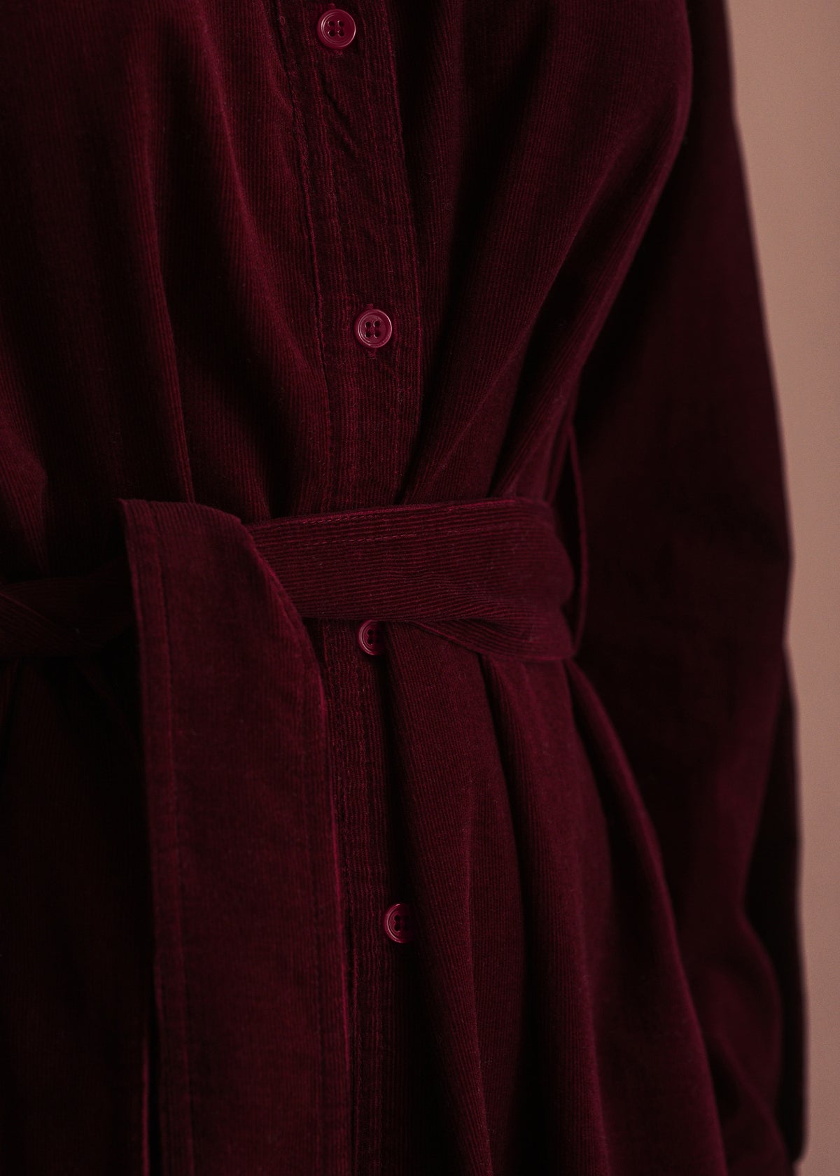 Corduroy Shirt Dress with Tie Belt