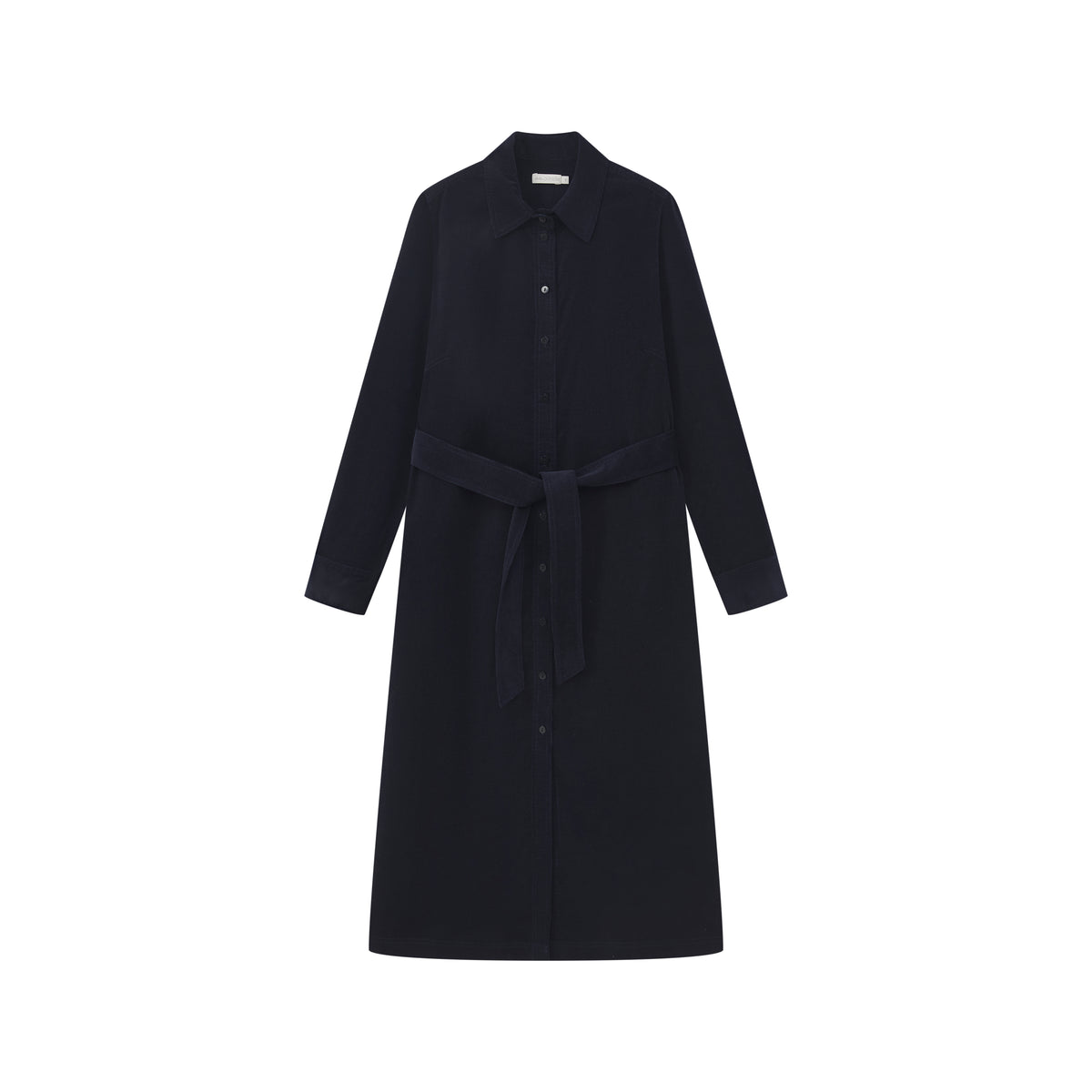 Corduroy Shirt Dress with Tie Belt